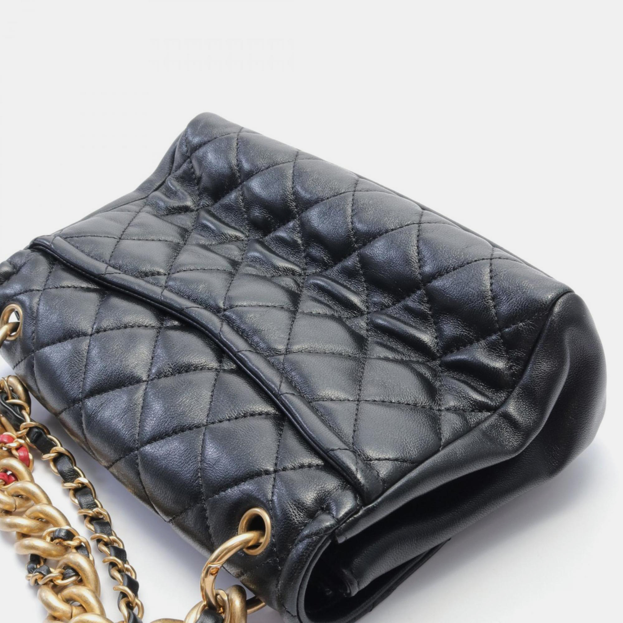 Chanel Black Lambskin Matelasse Coco Mark Shoulder Bag