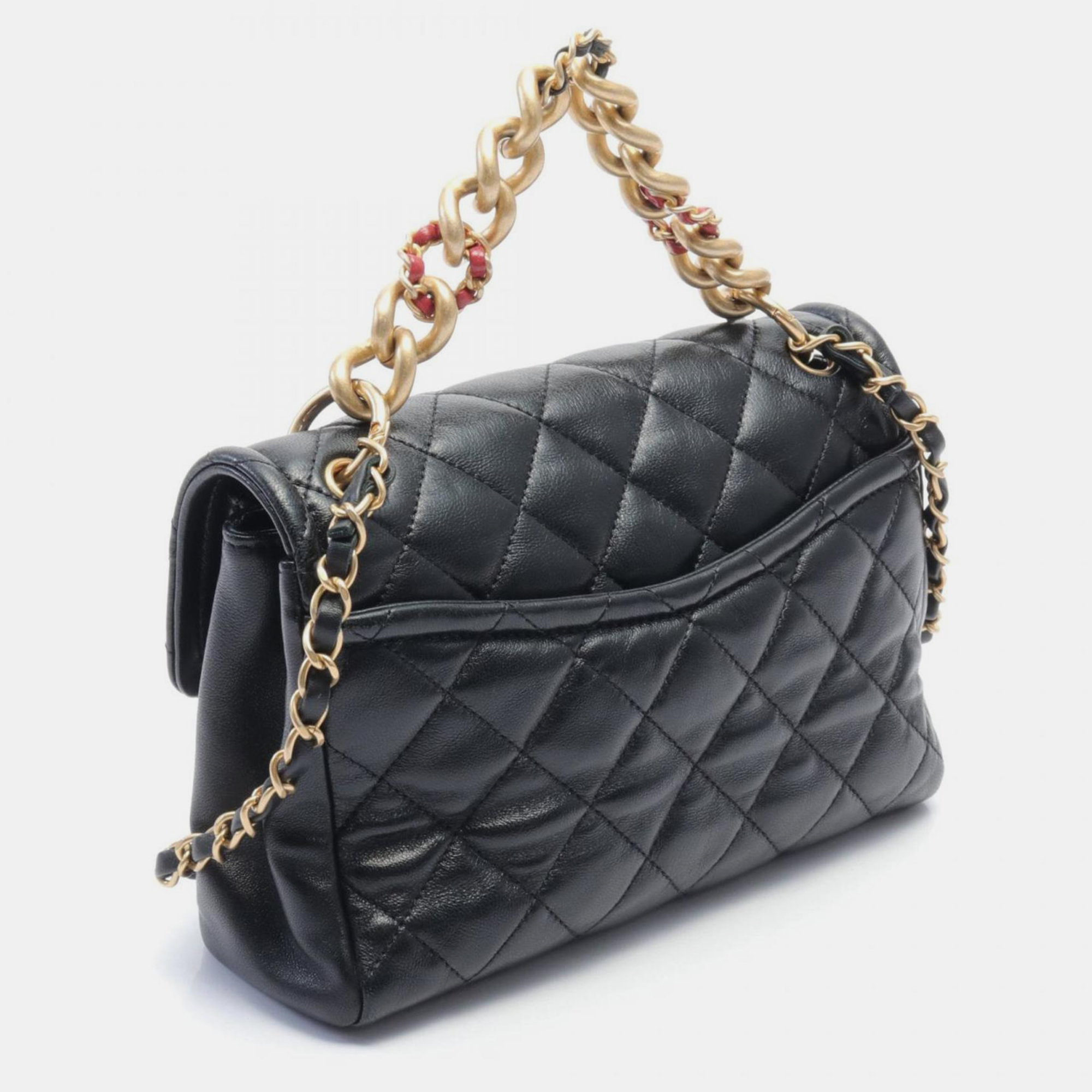 Chanel Black Lambskin Matelasse Coco Mark Shoulder Bag