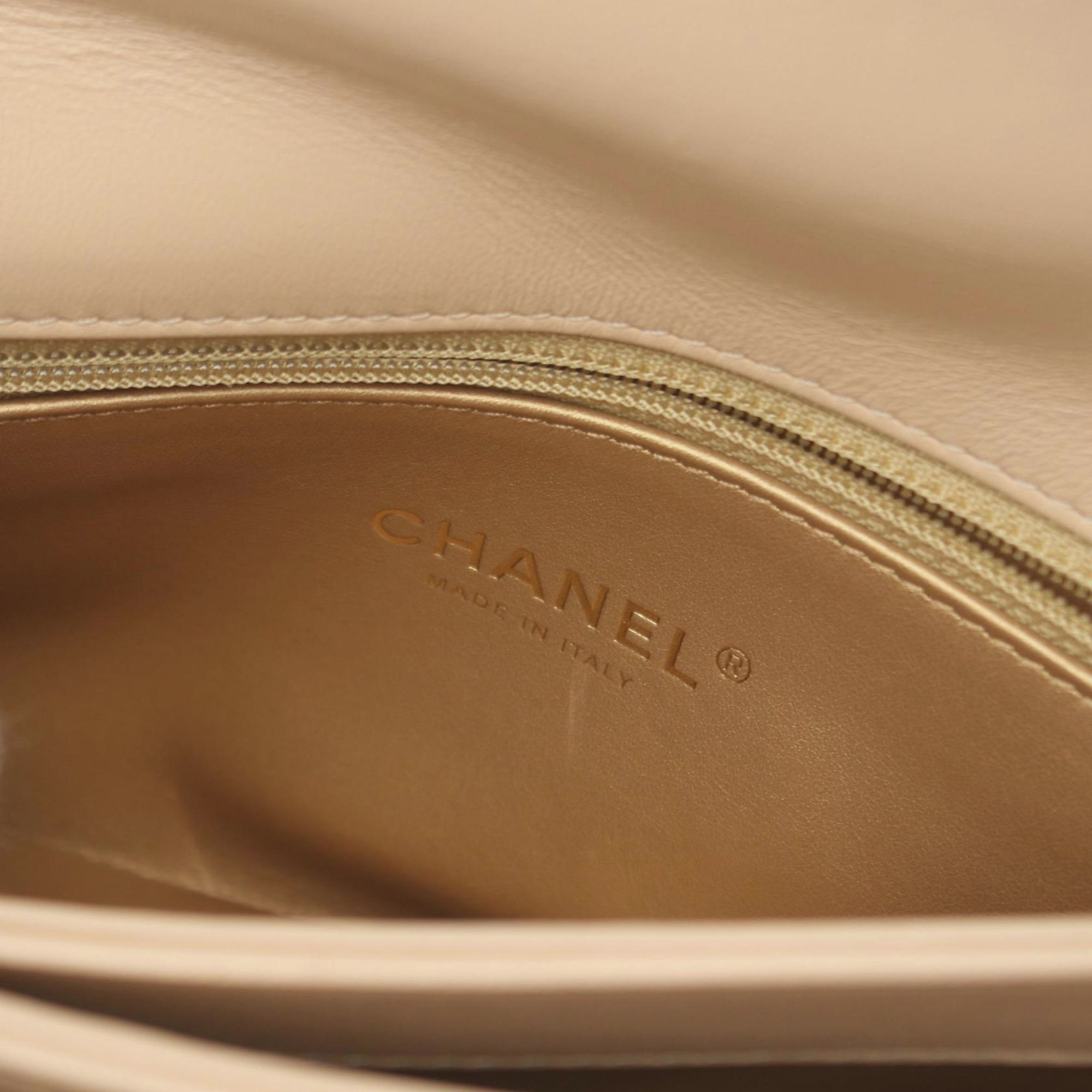 Chanel Beige Lambskin Matelasse Handbag