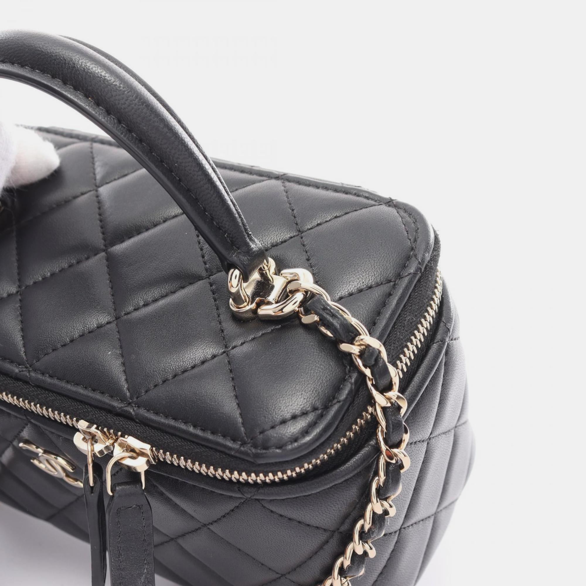 Chanel Black Lambskin Matelasse Shoulder Bag