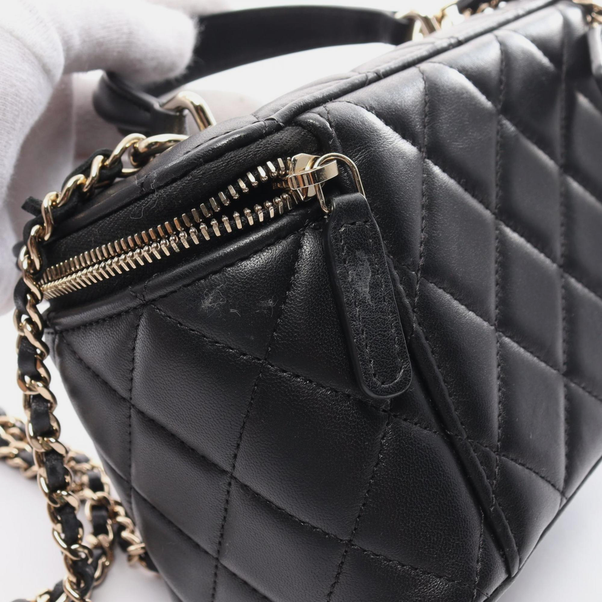 Chanel Black Lambskin Matelasse Shoulder Bag