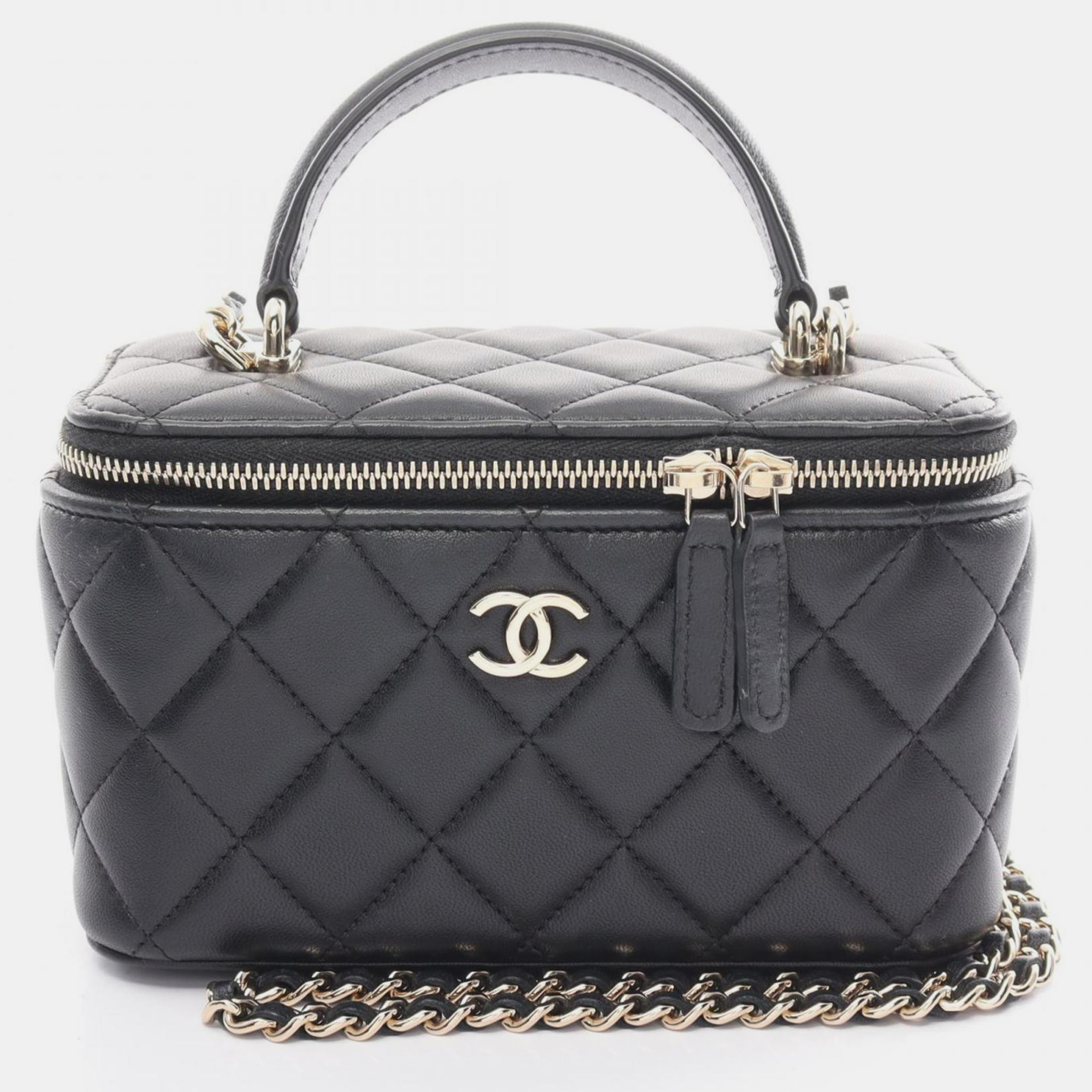 Chanel Black Lambskin Matelasse Shoulder Bag