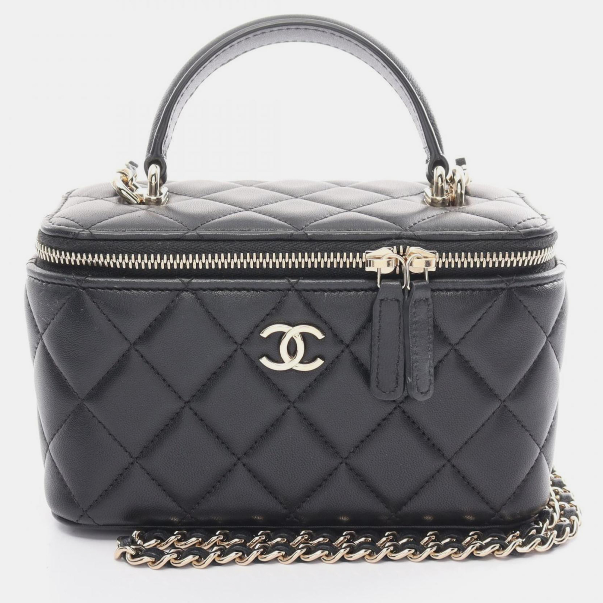 Chanel Black Lambskin Matelasse Shoulder Bag