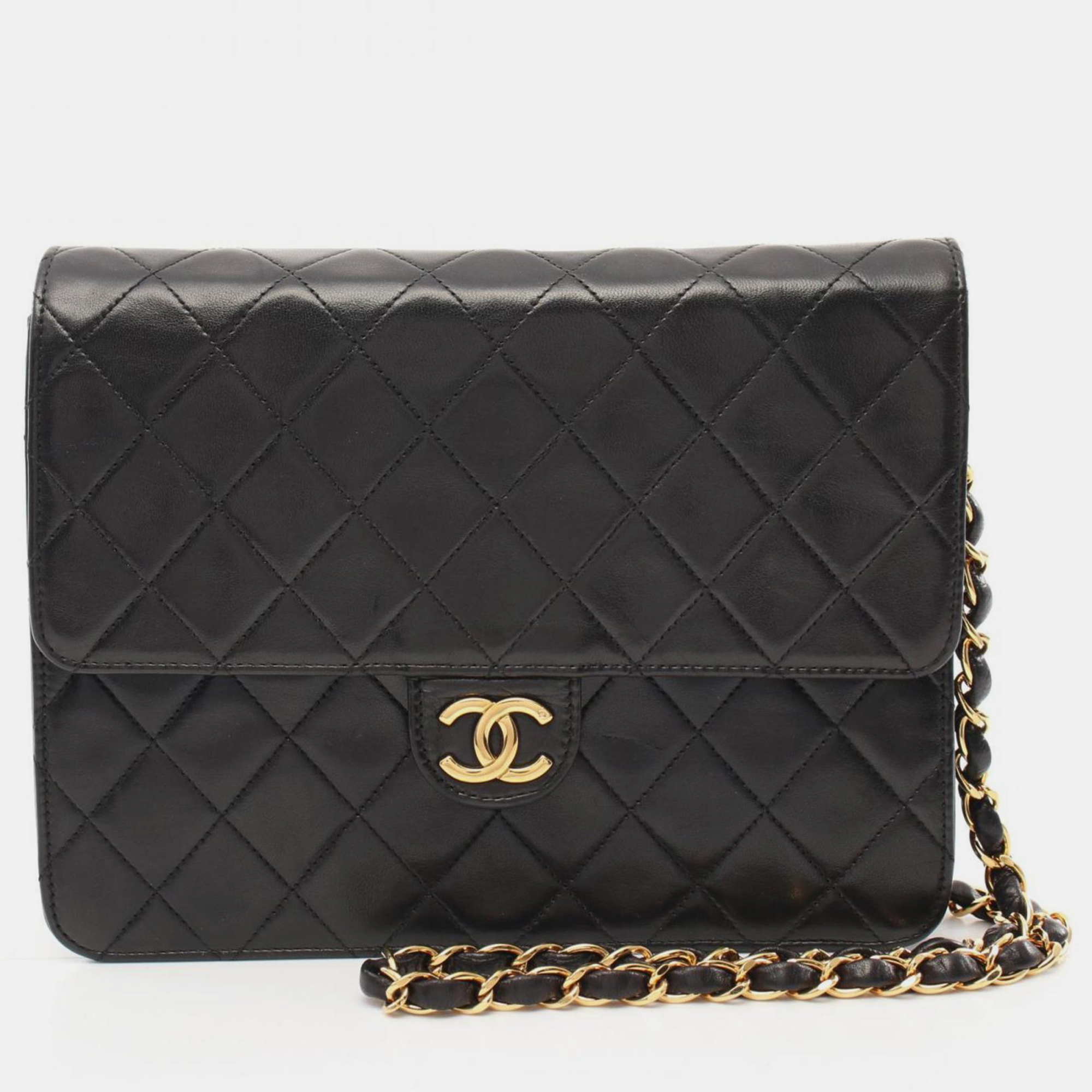 Chanel Black Lambskin Matelasse Push Lock Shoulder Bag