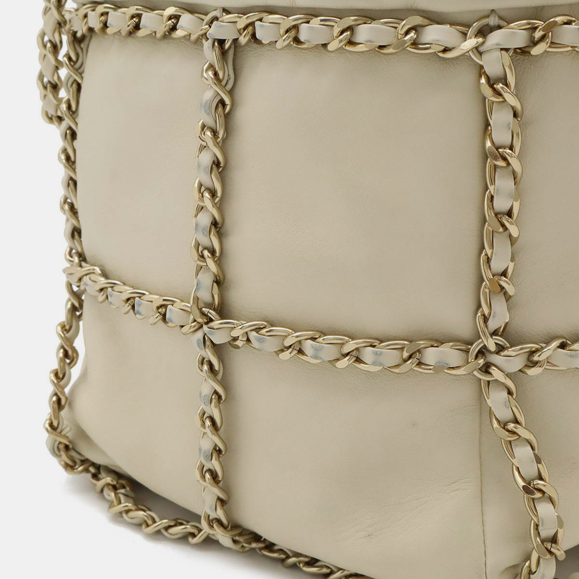 Chanel Ivory Lambskin Leather Coco Mark Chain Shoulder Bag