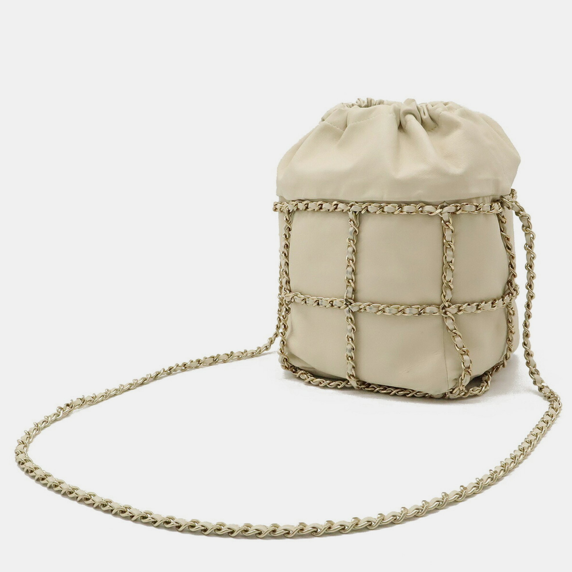 Chanel Ivory Lambskin Leather Coco Mark Chain Shoulder Bag