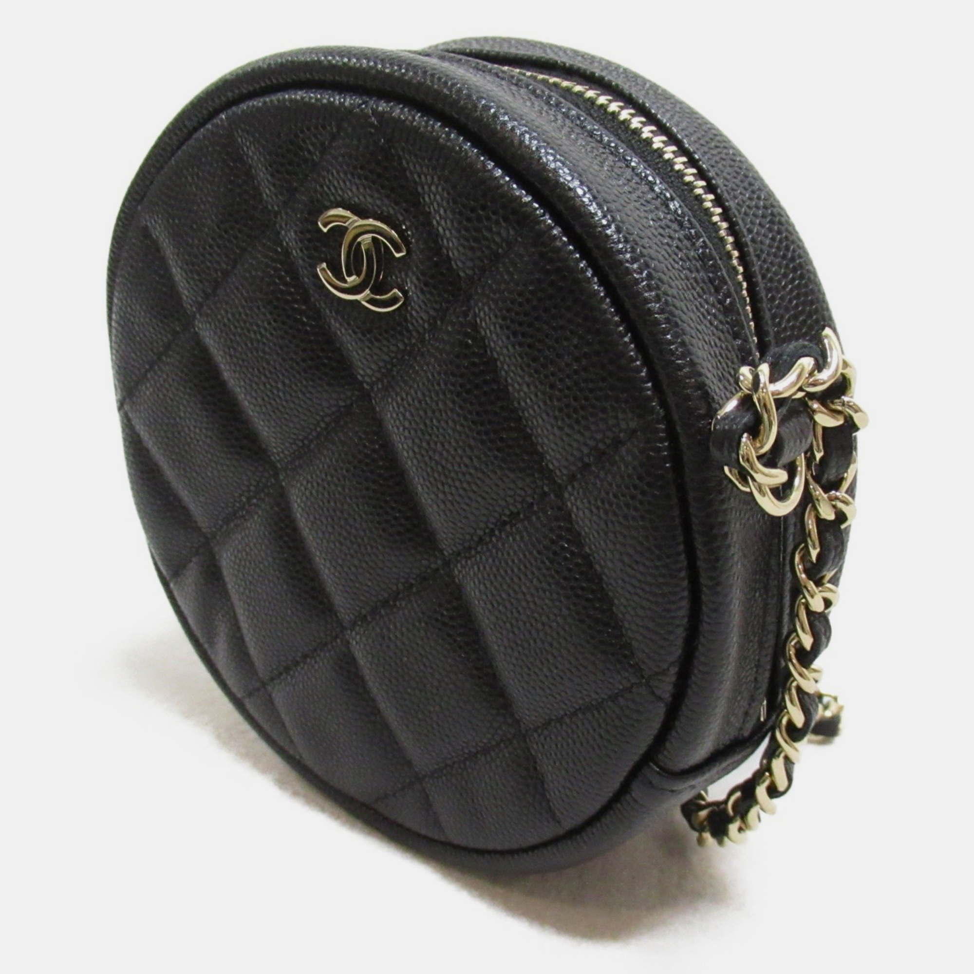 Chanel Black Caviar Skin (Grained Calf) Matelasse Chain Shoulder Bag