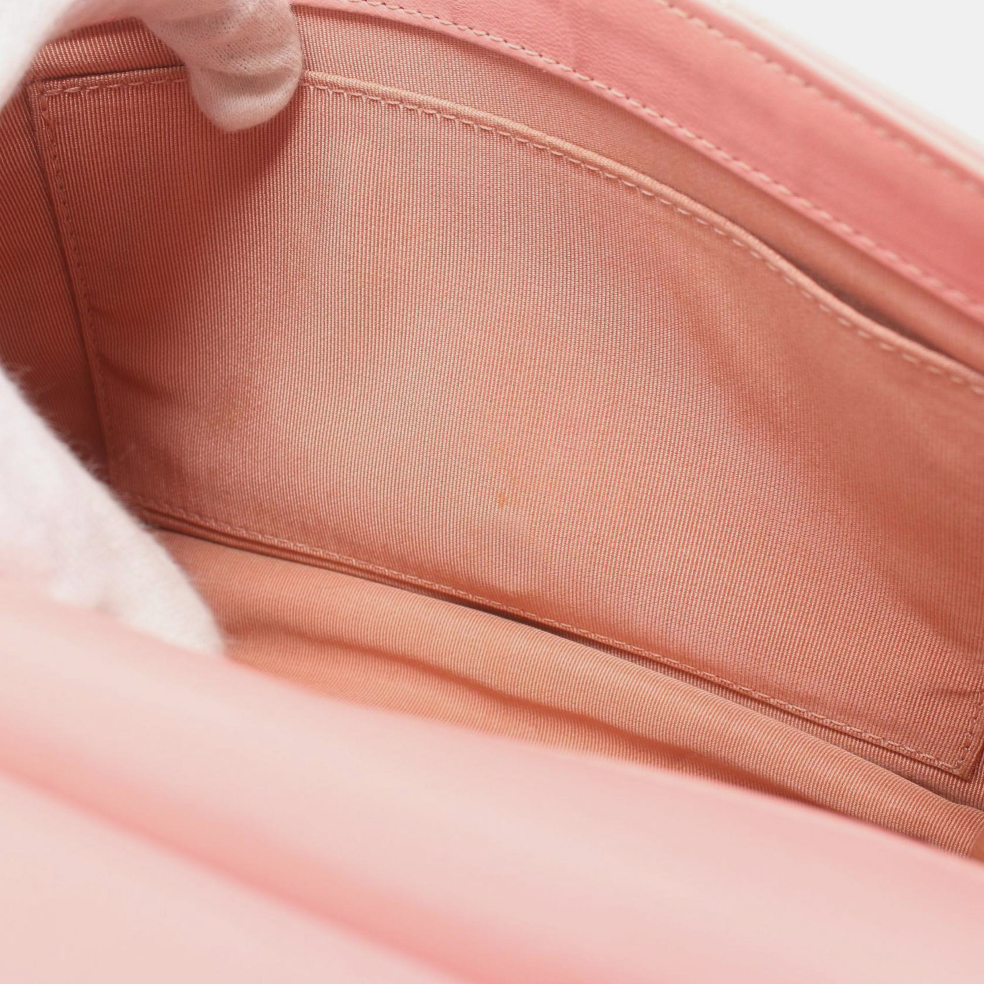 Chanel Pink Leather Matelasse Shoulder Bag