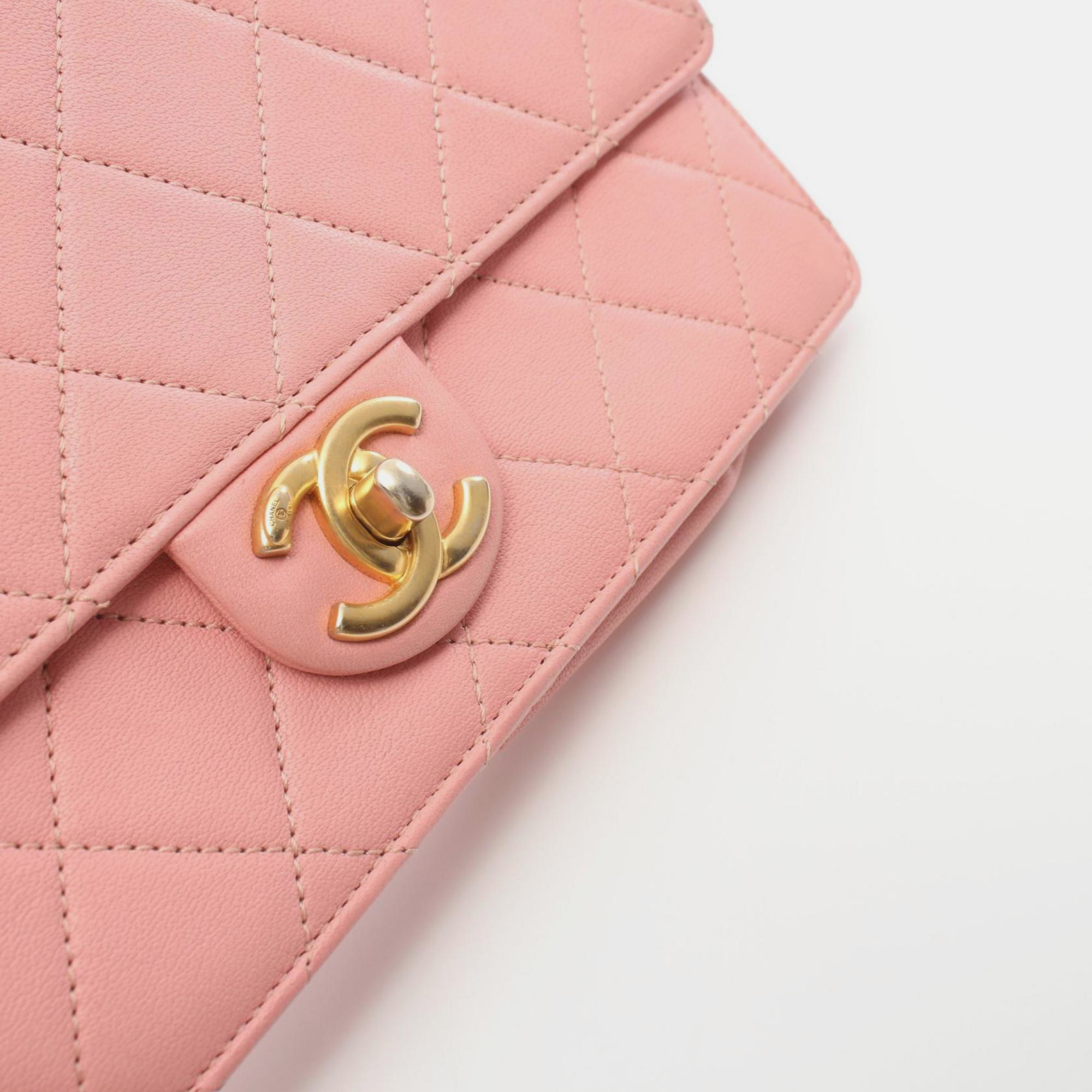 Chanel Pink Leather Matelasse Shoulder Bag