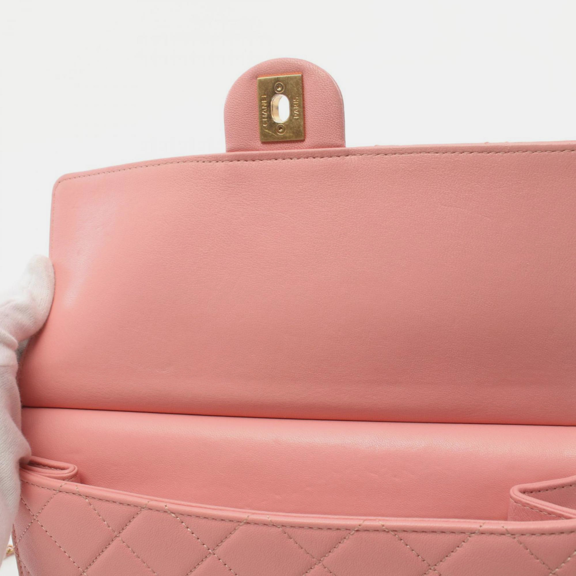 Chanel Pink Leather Matelasse Shoulder Bag