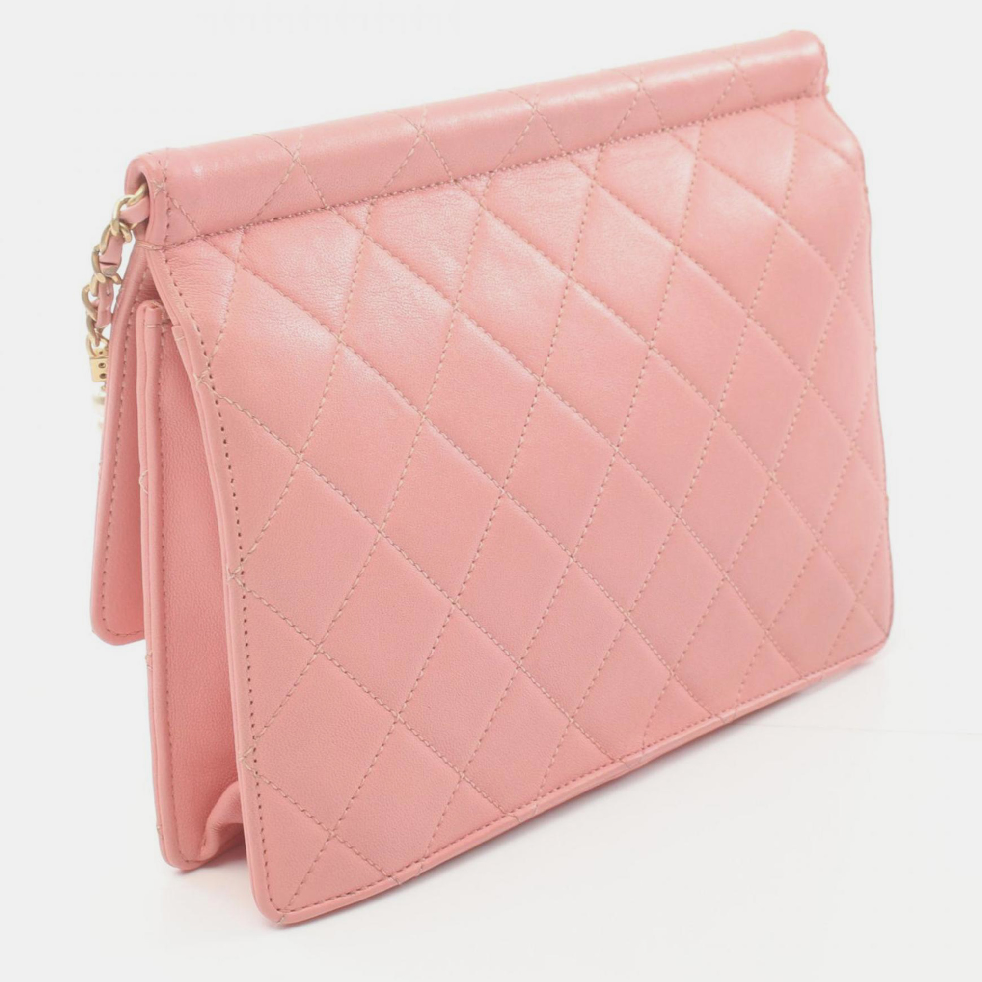 Chanel Pink Leather Matelasse Shoulder Bag