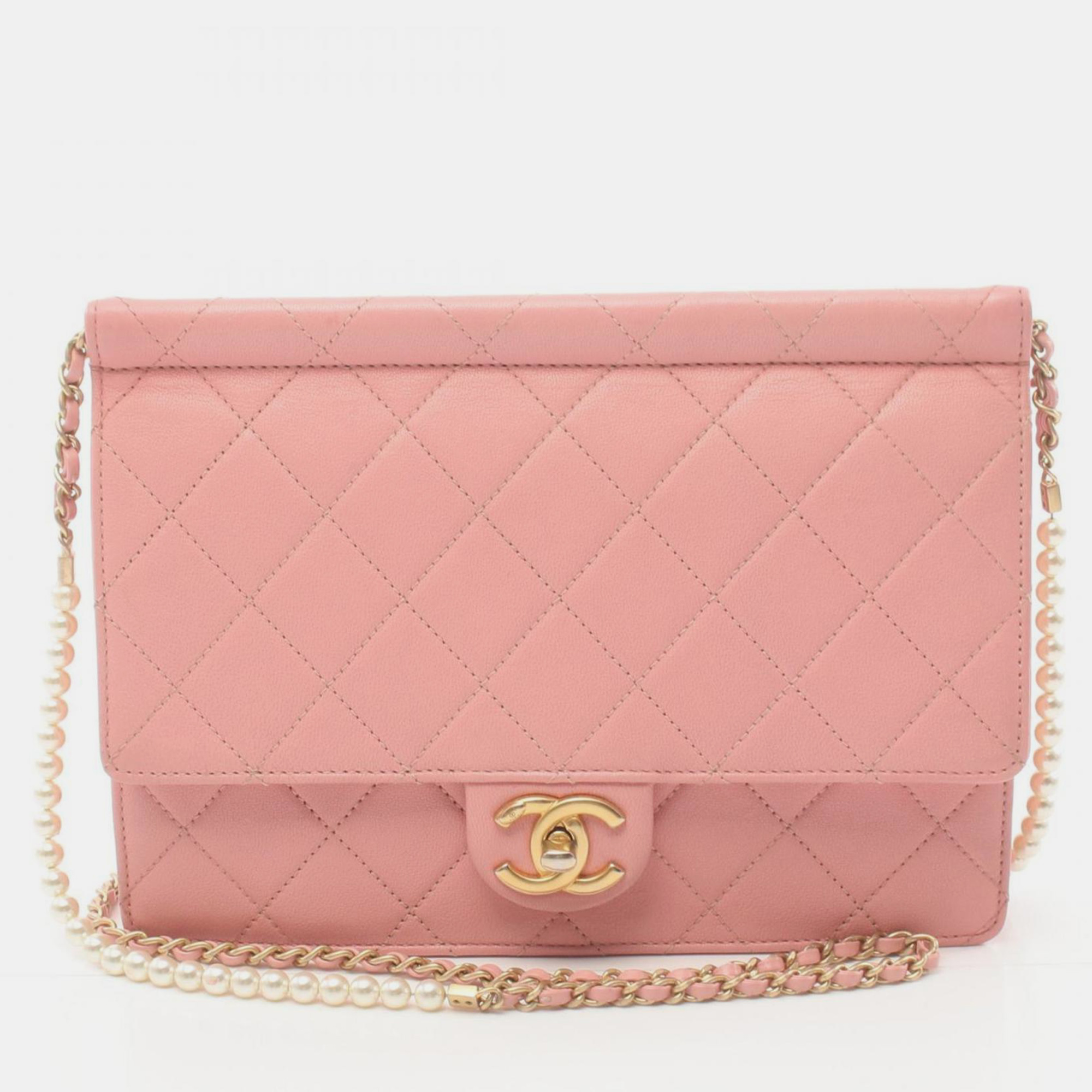 Chanel Pink Leather Matelasse Shoulder Bag