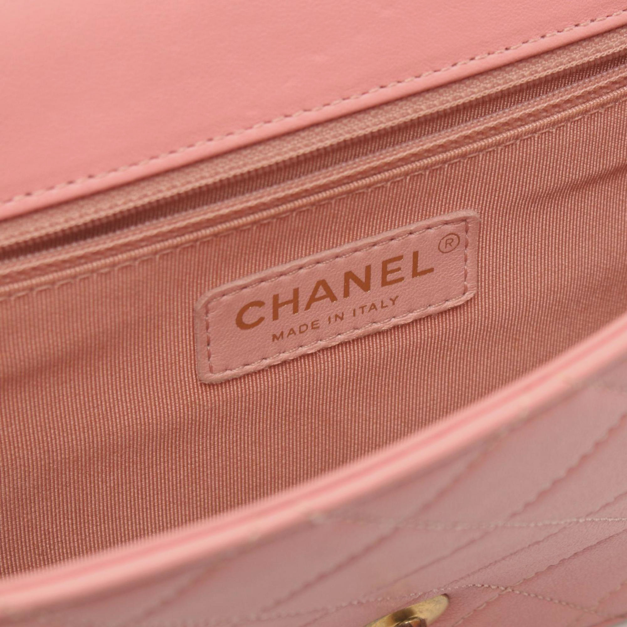 Chanel Pink Leather Matelasse Shoulder Bag