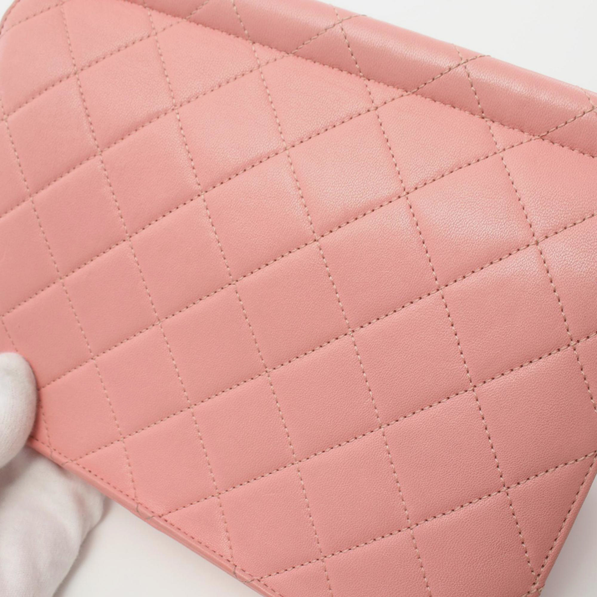 Chanel Pink Leather Matelasse Shoulder Bag