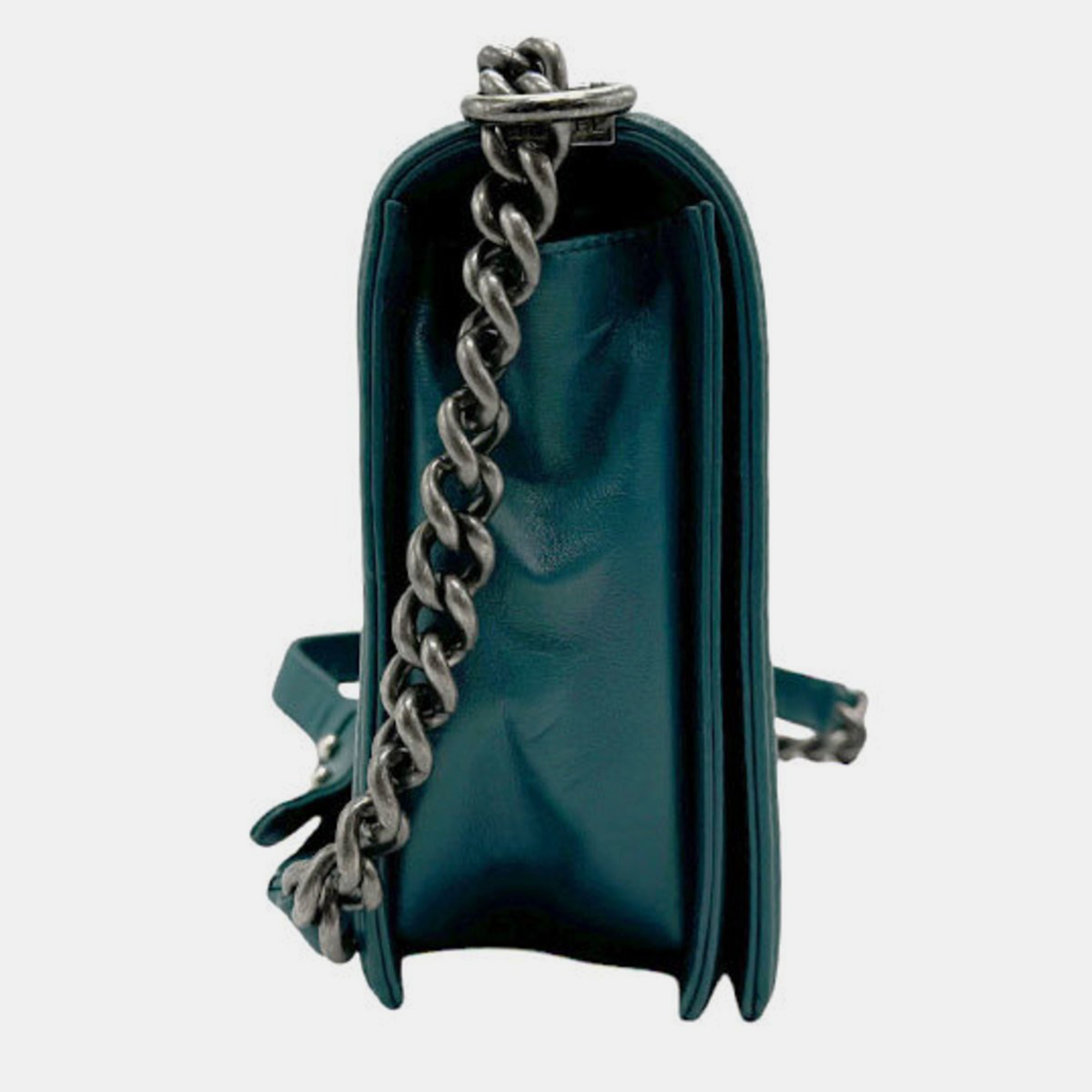 Chanel Green Lambskin Boy Chanel Shoulder Bag