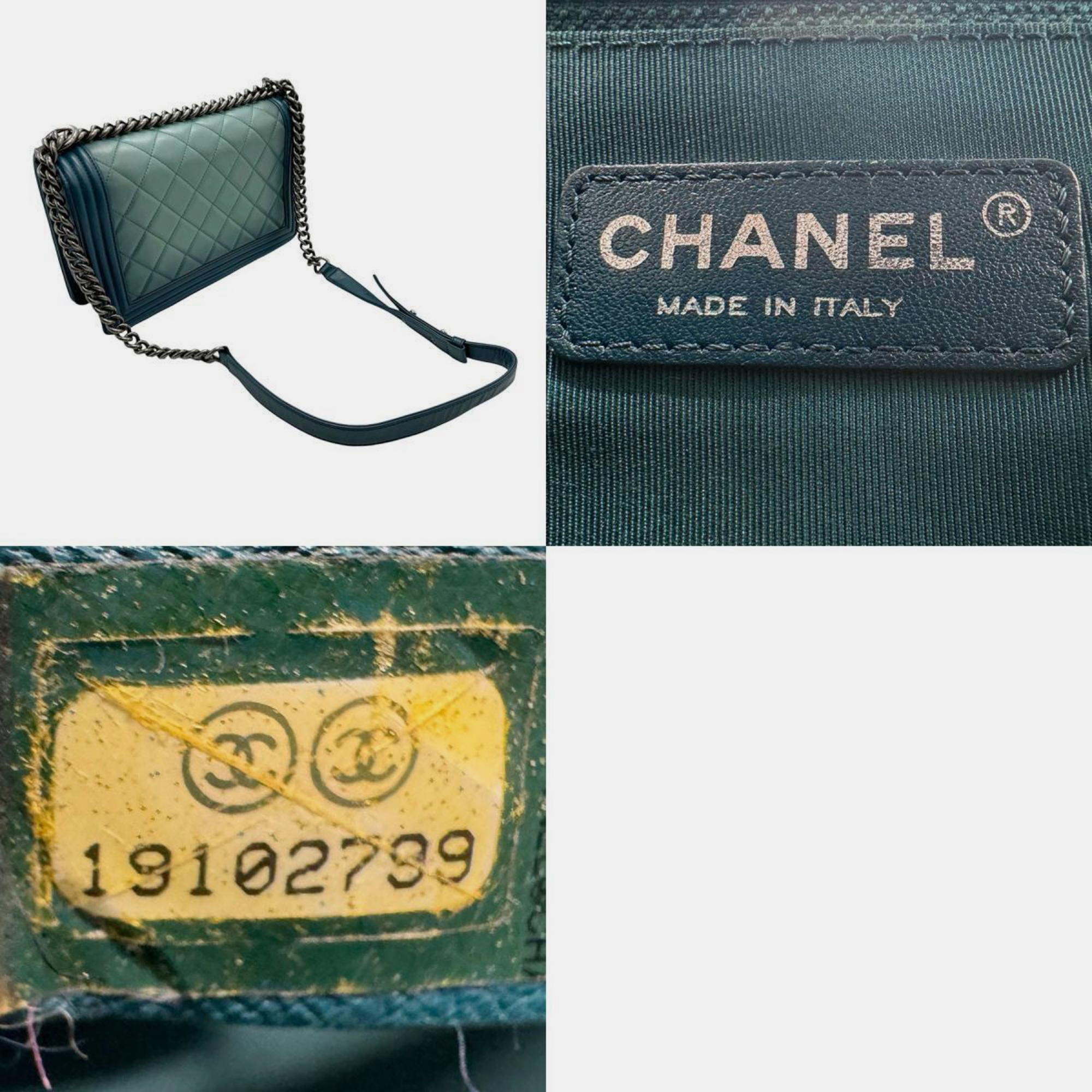 Chanel Green Lambskin Boy Chanel Shoulder Bag