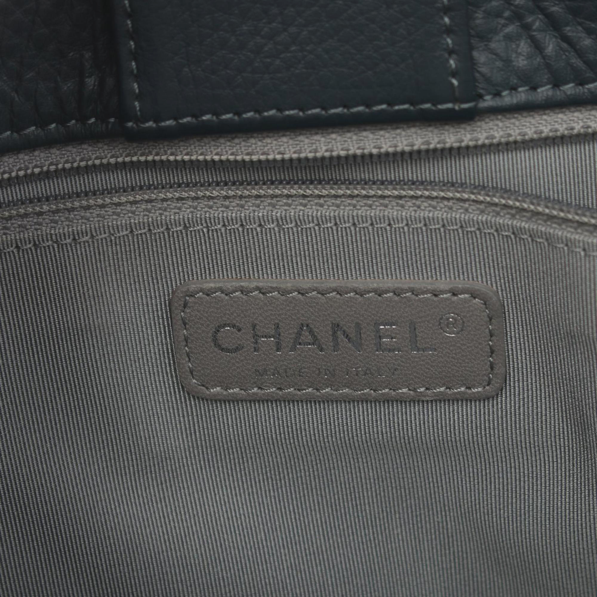 Chanel Navy Leather Tote Bag