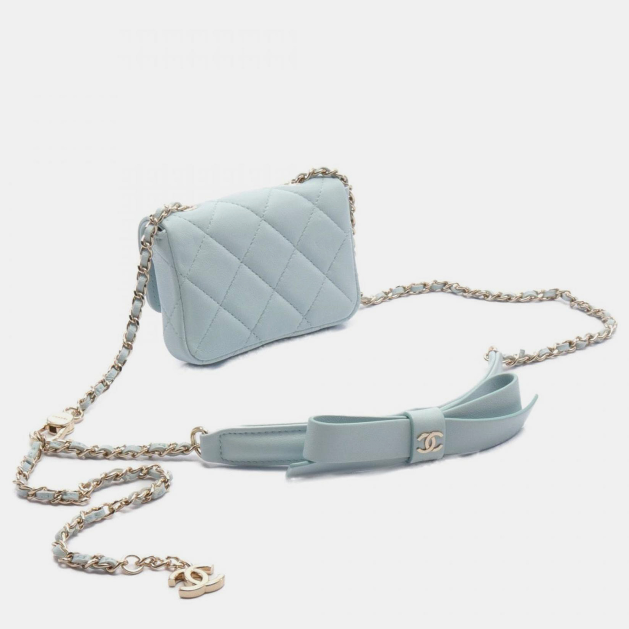 Chanel Blue Leather Matelasse Belt Bag