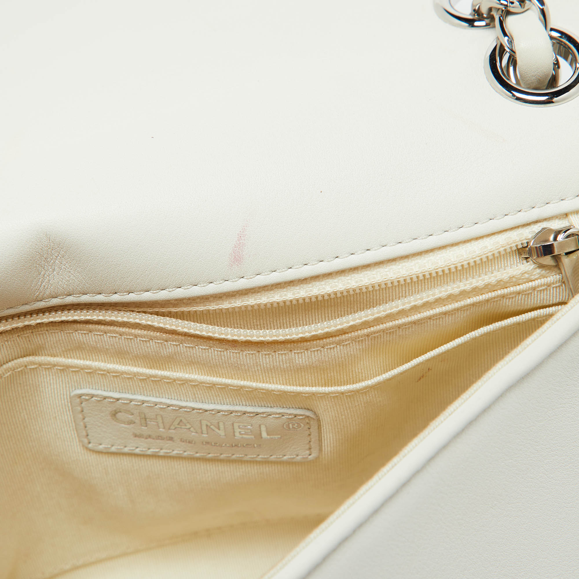 Chanel White Quilted Leather Elementary Chic Flap Bag