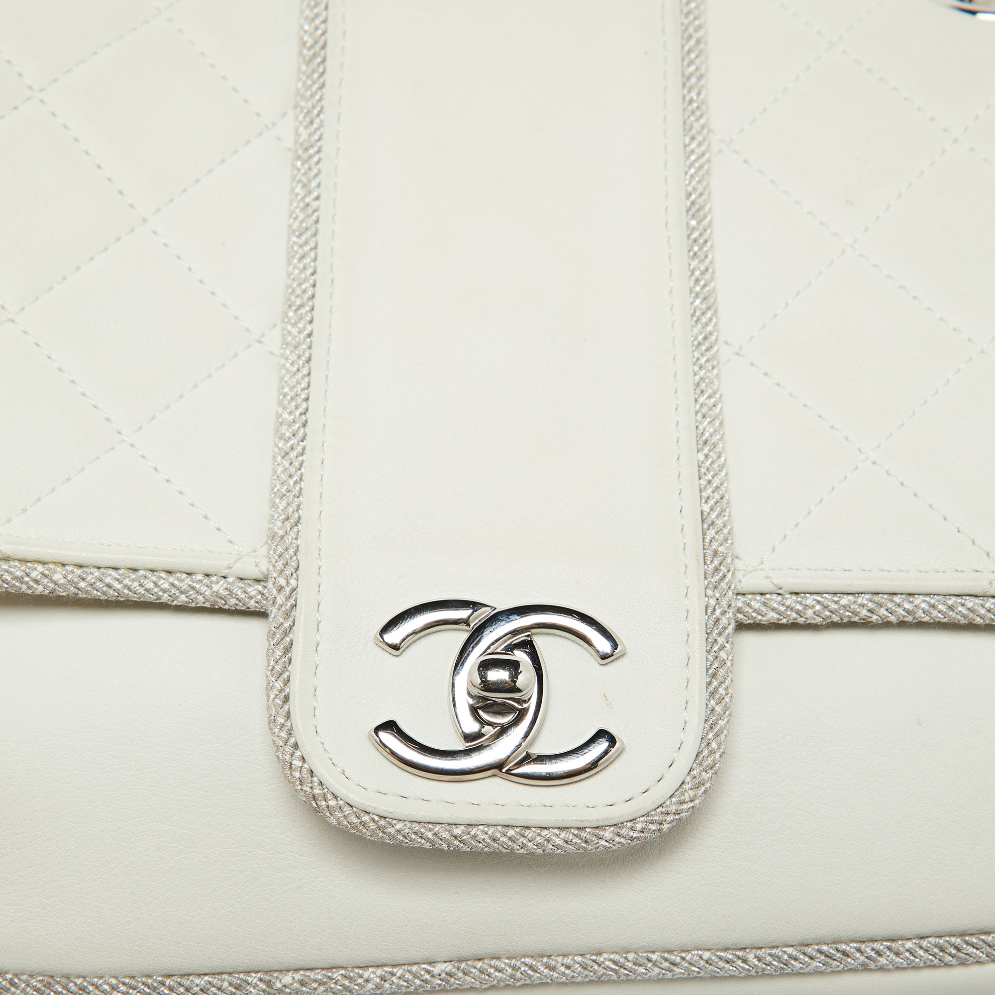 Chanel White Quilted Leather Elementary Chic Flap Bag