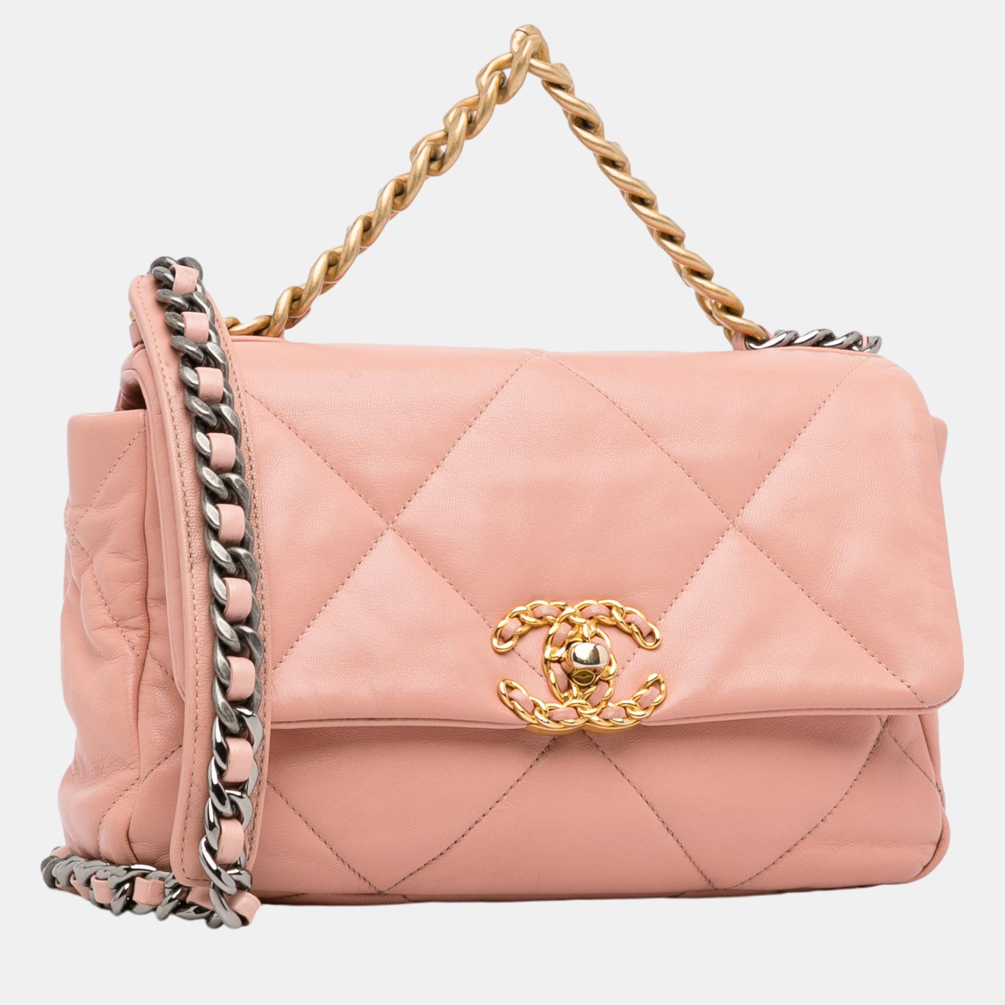 Chanel Pink Medium Lambskin 19 Flap