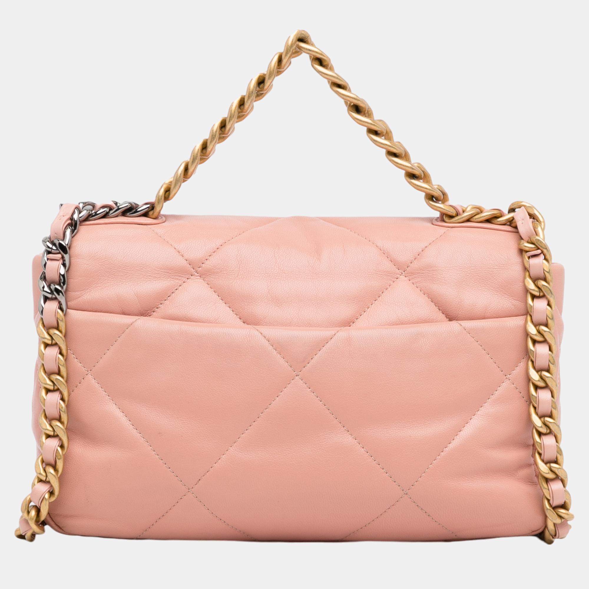 Chanel Pink Medium Lambskin 19 Flap