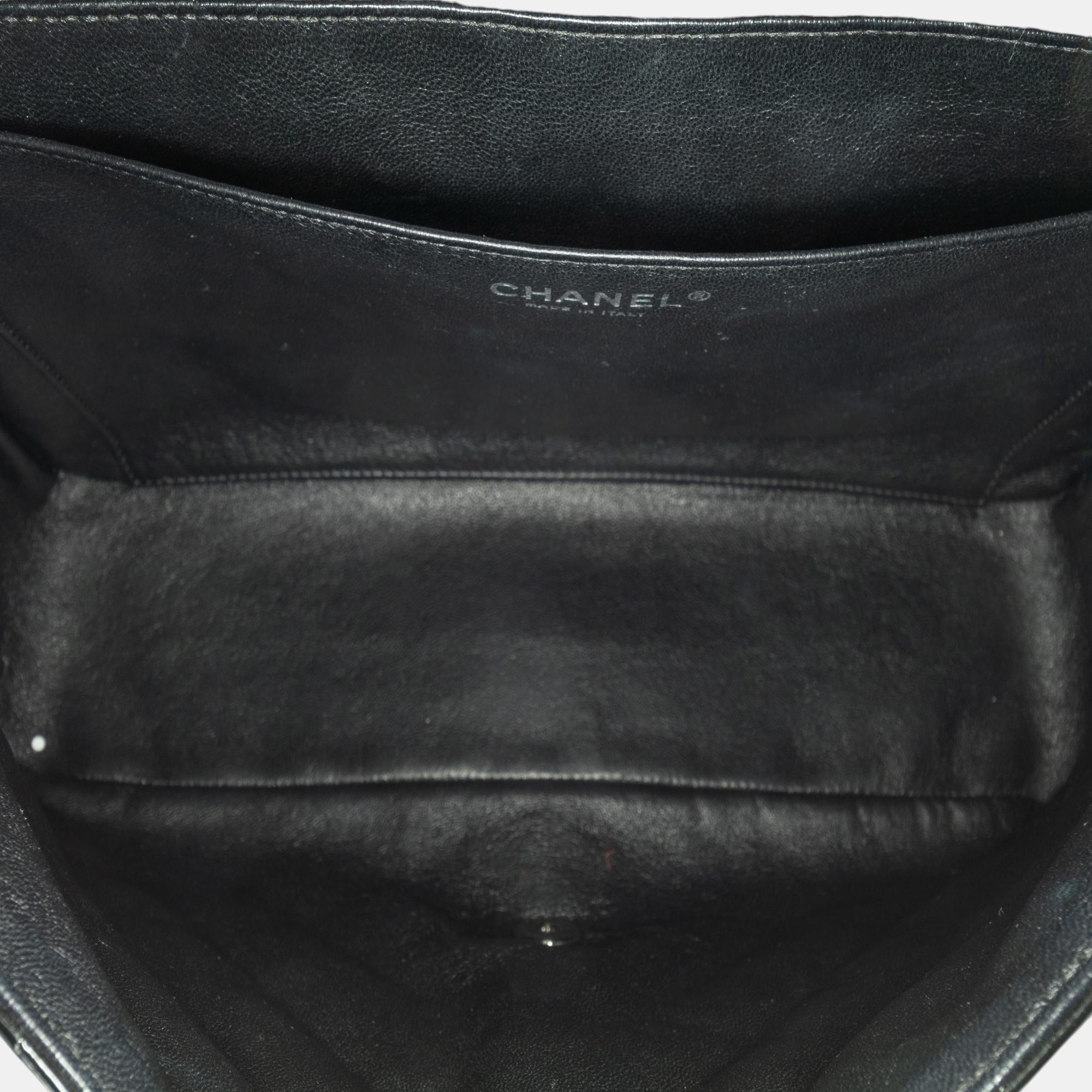 Chanel Black Maxi Classic Patent Double Flap Bag