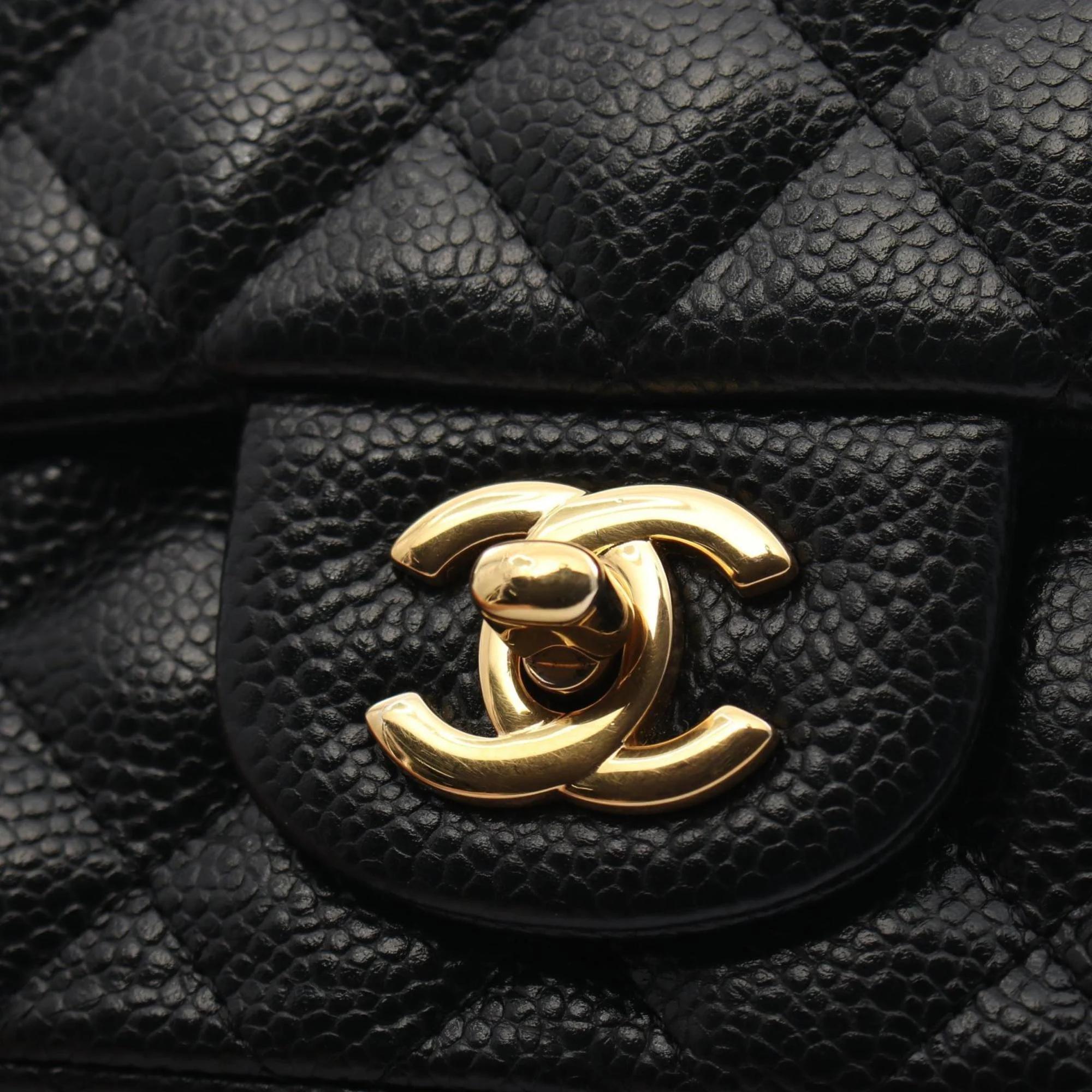 Chanel Black Caviar Skin (Grained Calf) Matelasse Shoulder Bag