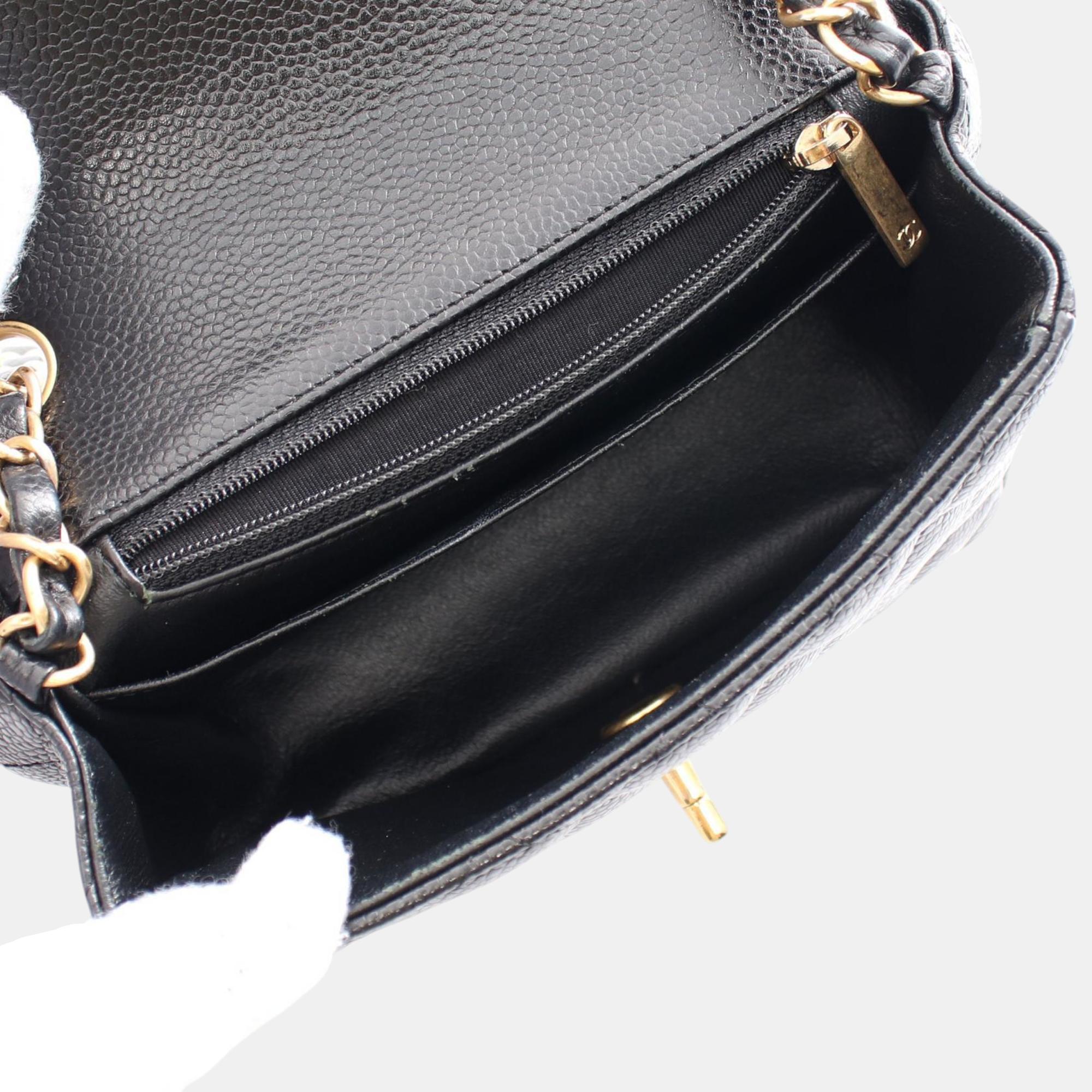 Chanel Black Caviar Skin (Grained Calf) Matelasse Shoulder Bag