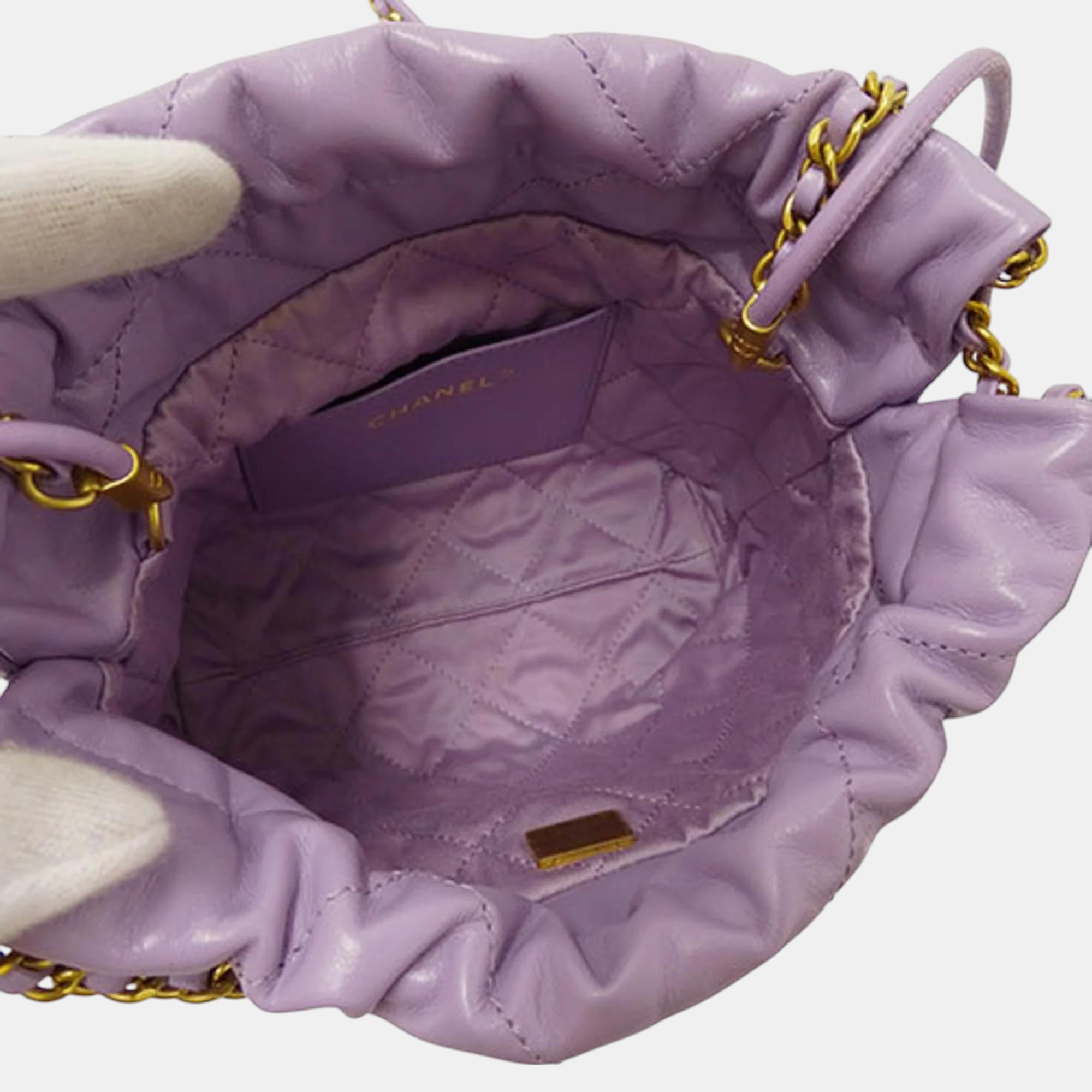 Chanel Purple Leather Chanel 22 Handbag