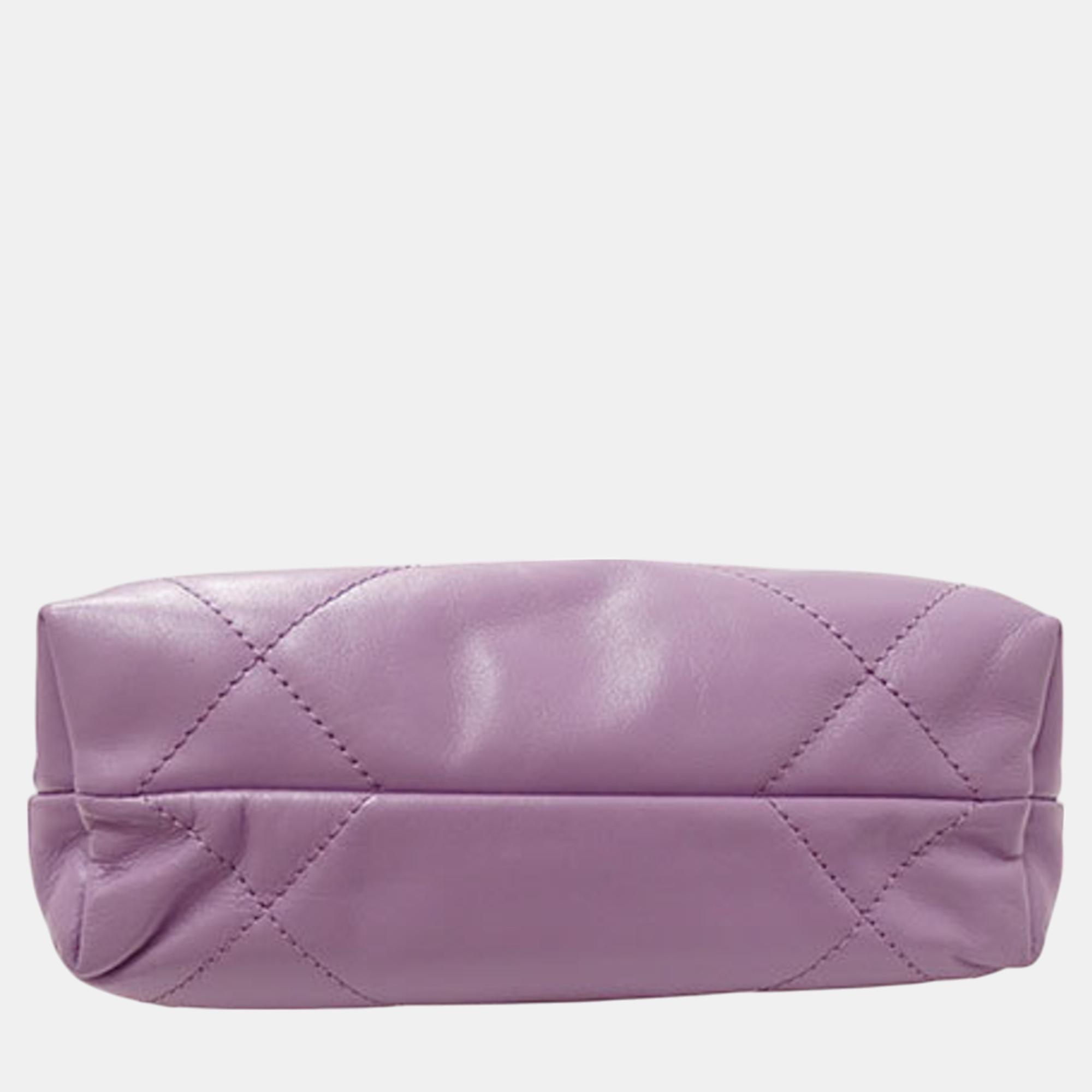 Chanel Purple Leather Chanel 22 Handbag