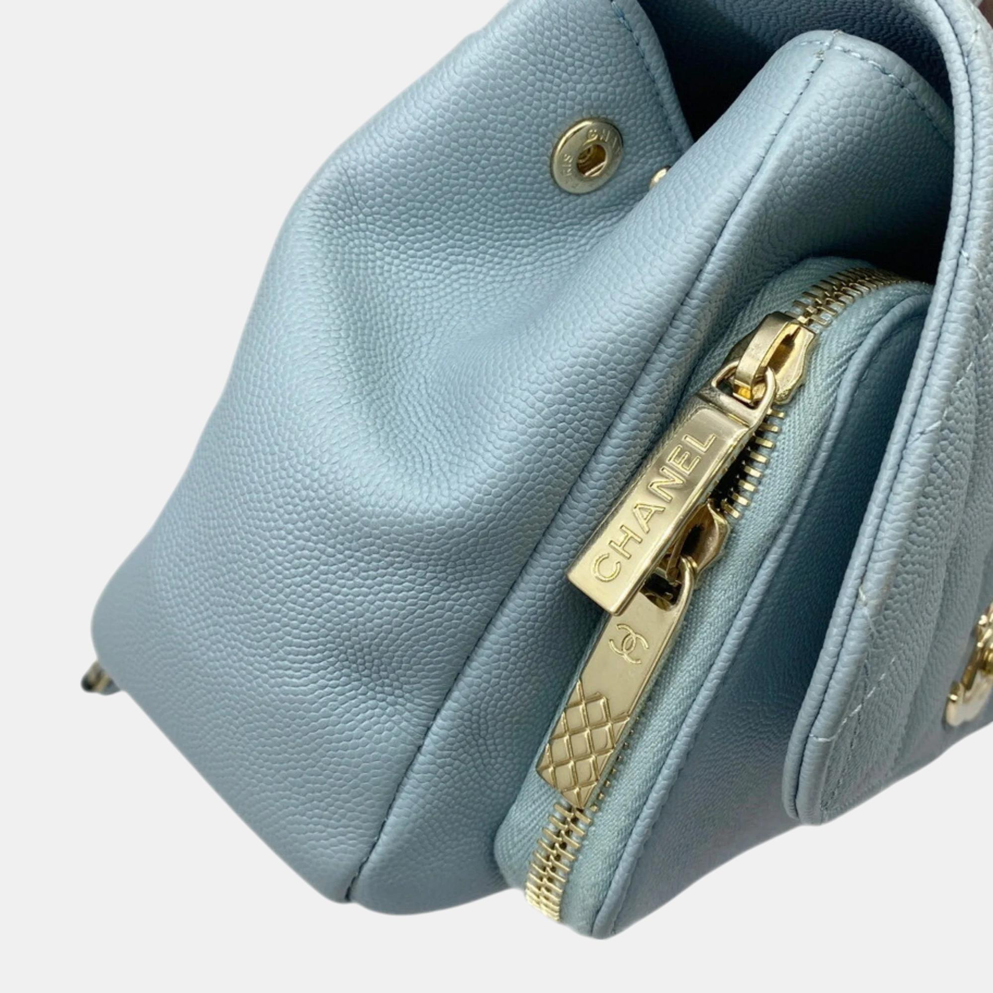 Chanel Blue Champagne Caviar Skin Matelasse Affinity Handbag