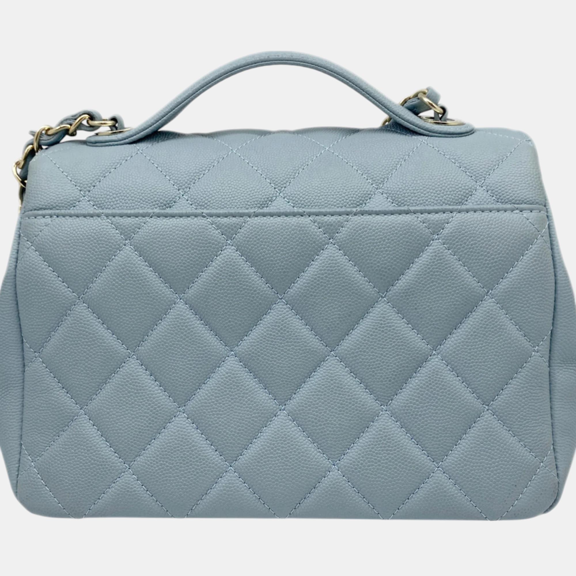 Chanel Blue Champagne Caviar Skin Matelasse Affinity Handbag