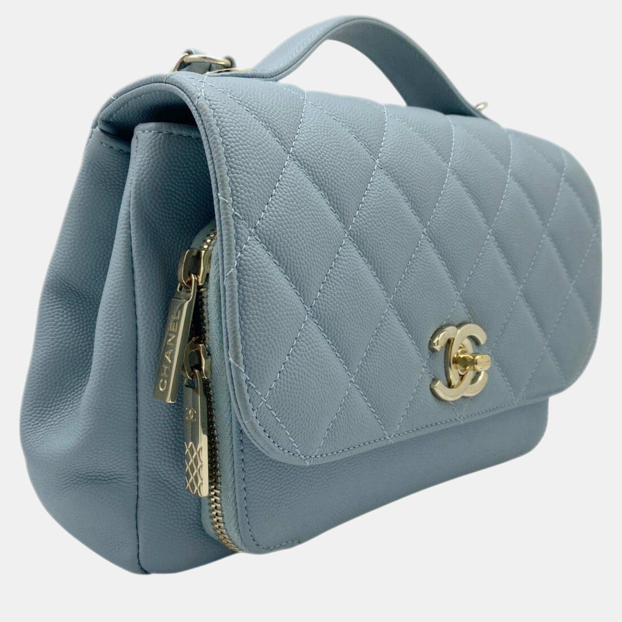 Chanel Blue Champagne Caviar Skin Matelasse Affinity Handbag