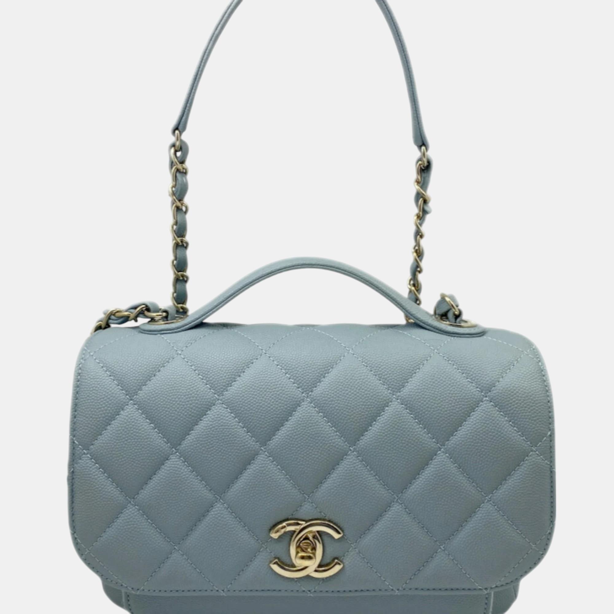 Chanel Blue Champagne Caviar Skin Matelasse Affinity Handbag