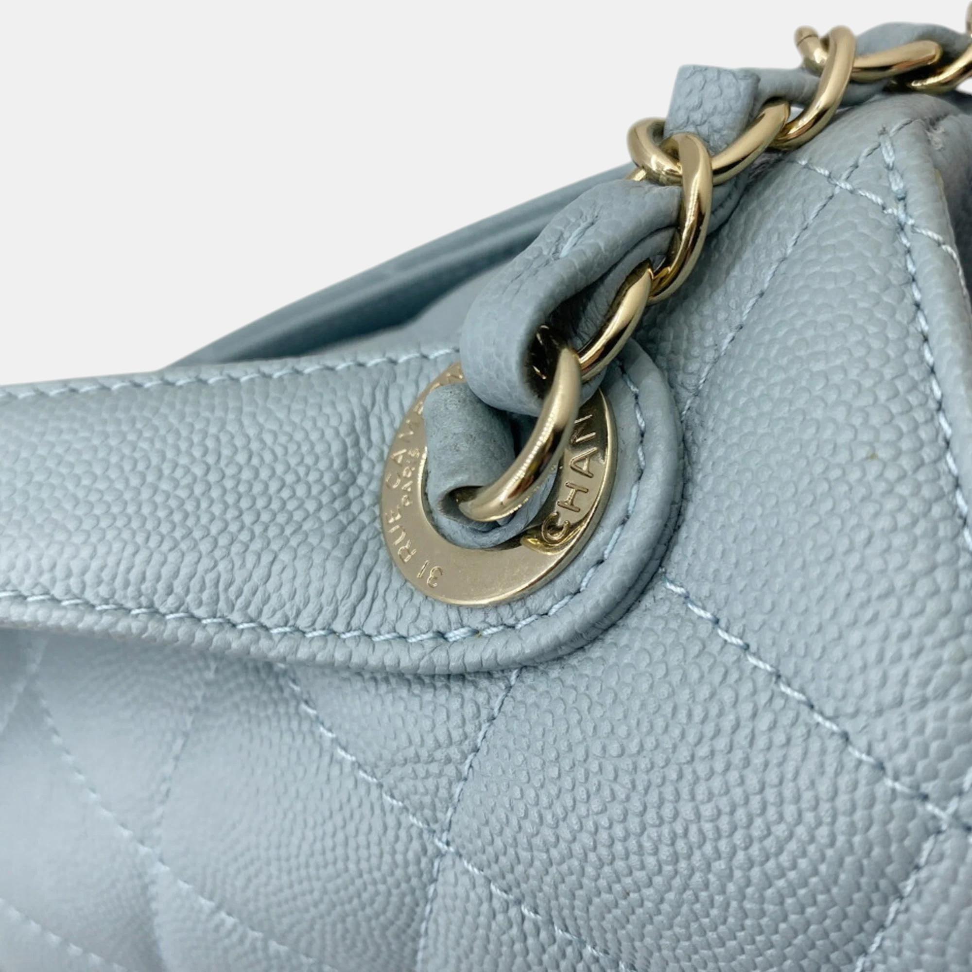 Chanel Blue Champagne Caviar Skin Matelasse Affinity Handbag