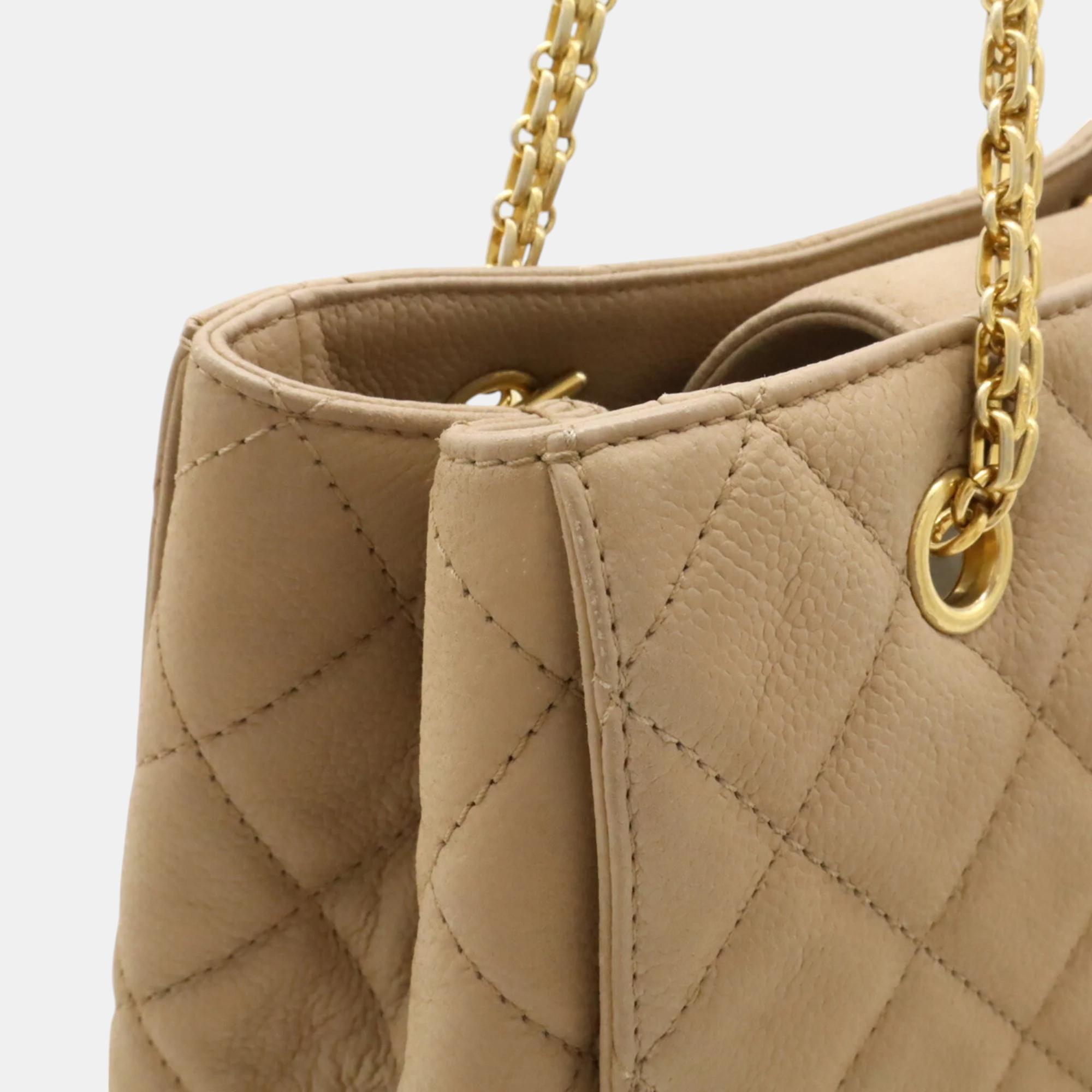 Chanel Beige Caviar Skin Leather 2.55 Chain Tote Bag