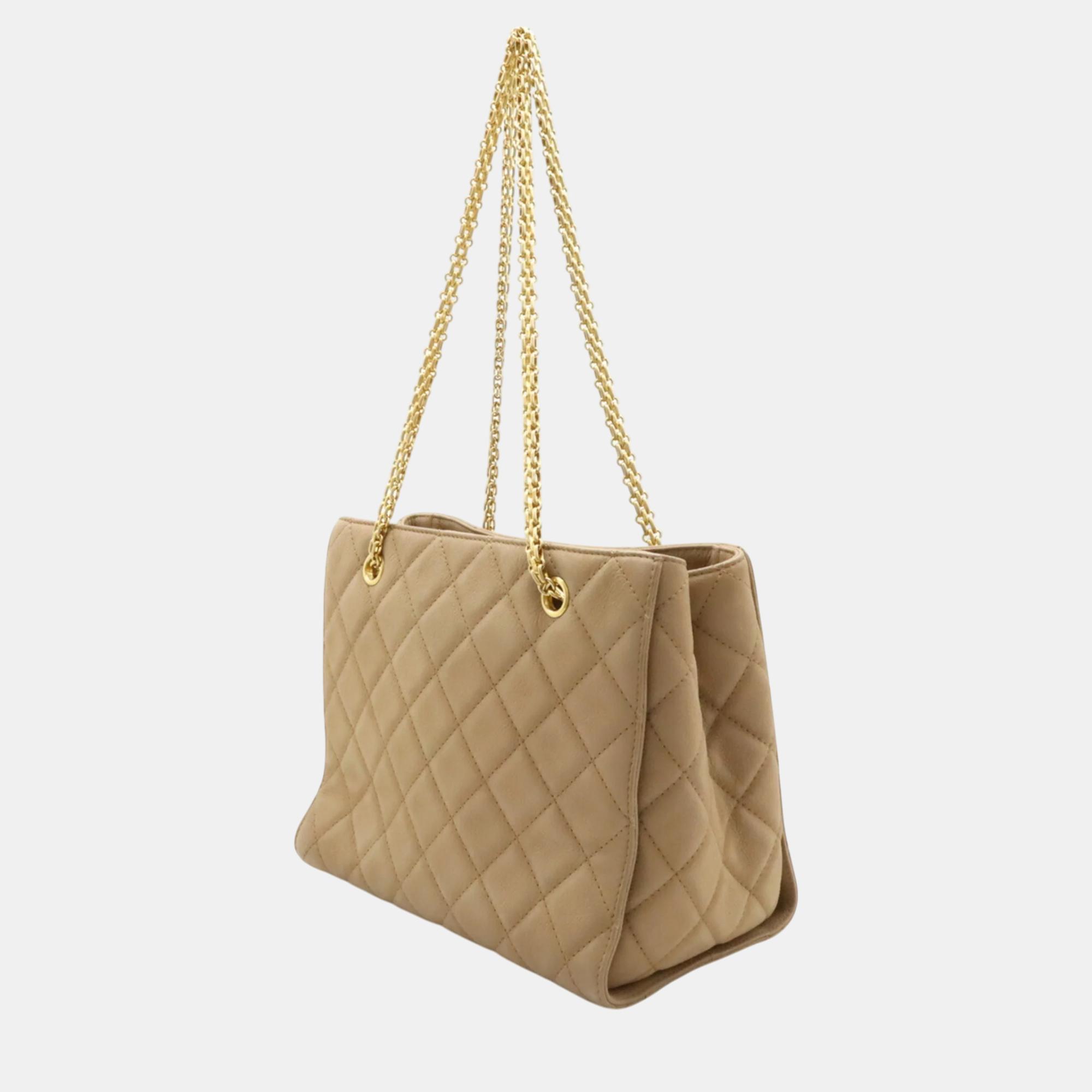 Chanel Beige Caviar Skin Leather 2.55 Chain Tote Bag