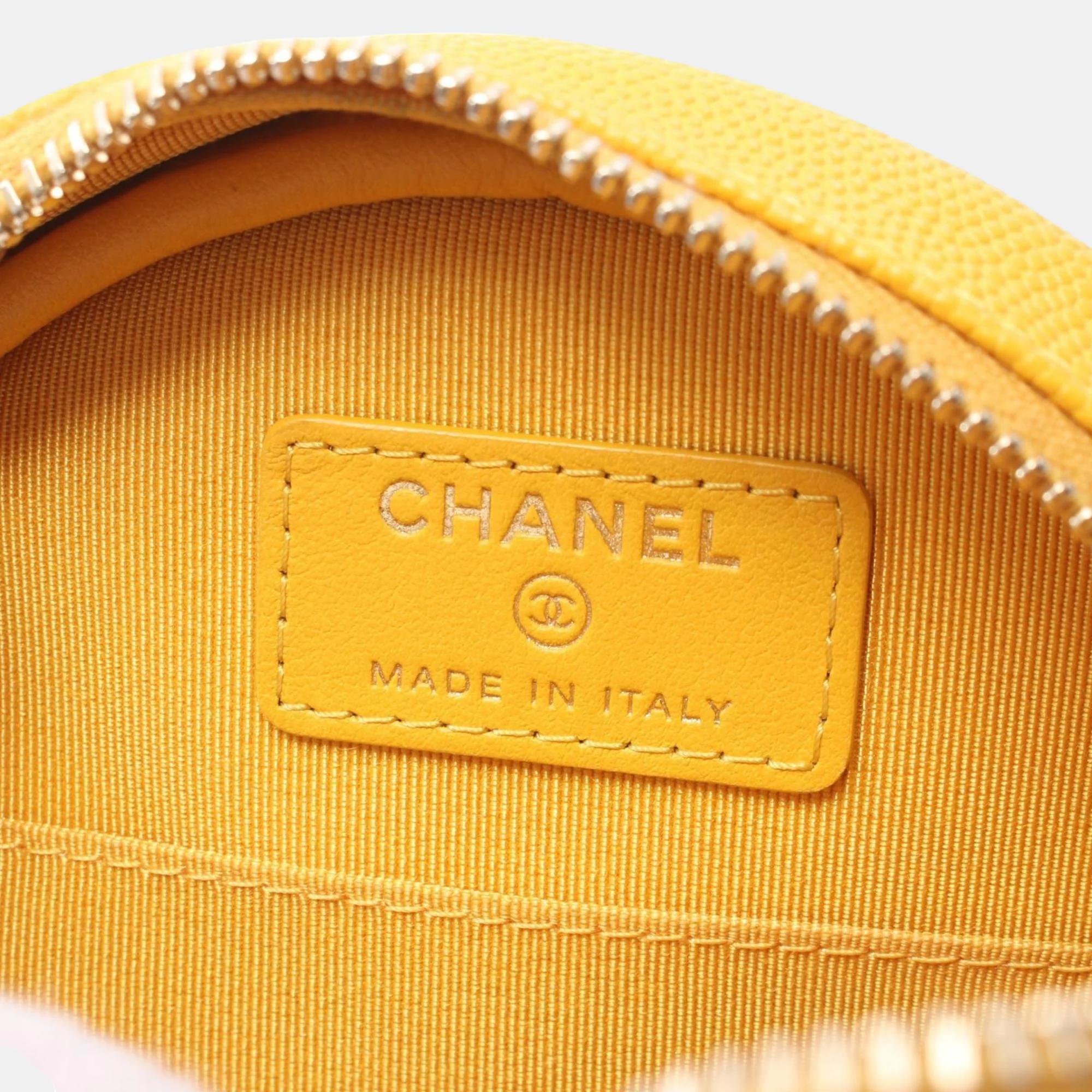 Chanel Yellow Caviar Skin Matelasse Classic Shoulder Bag