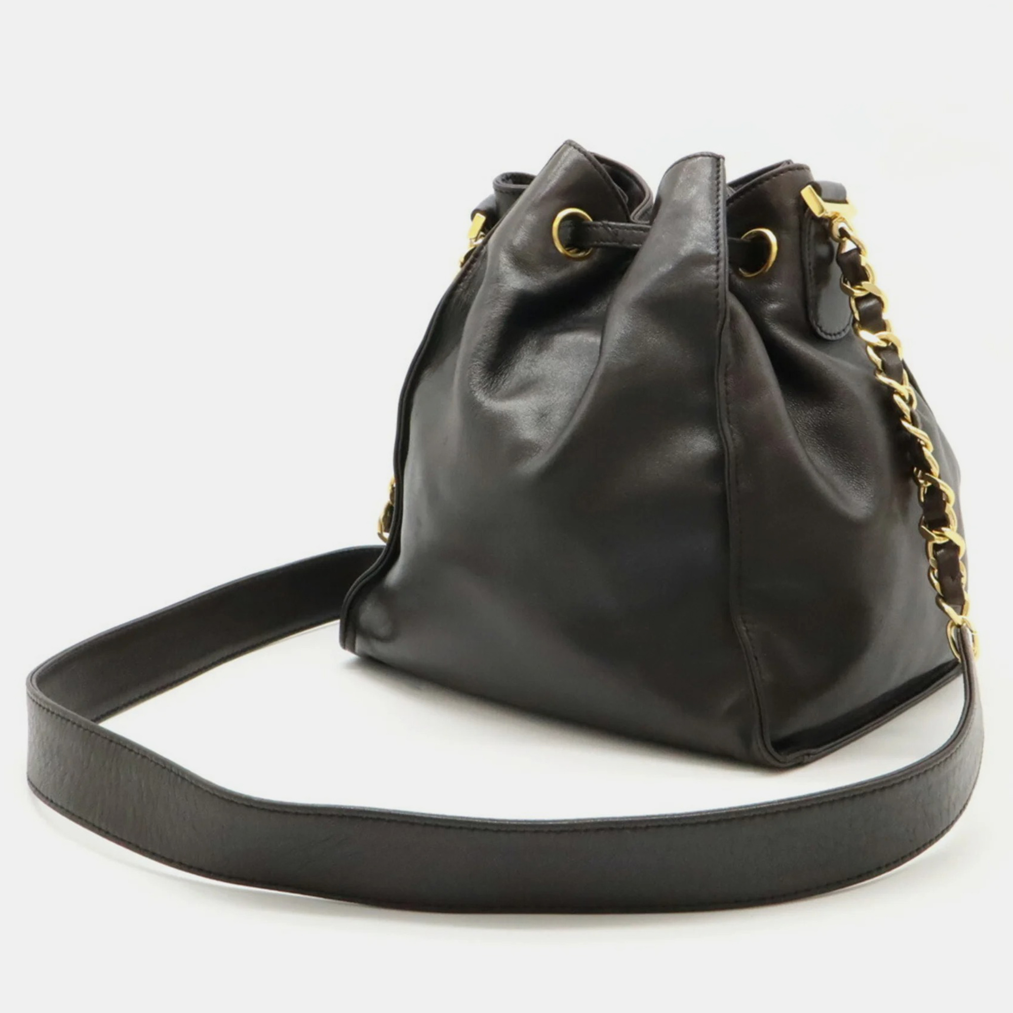 Chanel Black Leather Coco Mark Shoulder Bag