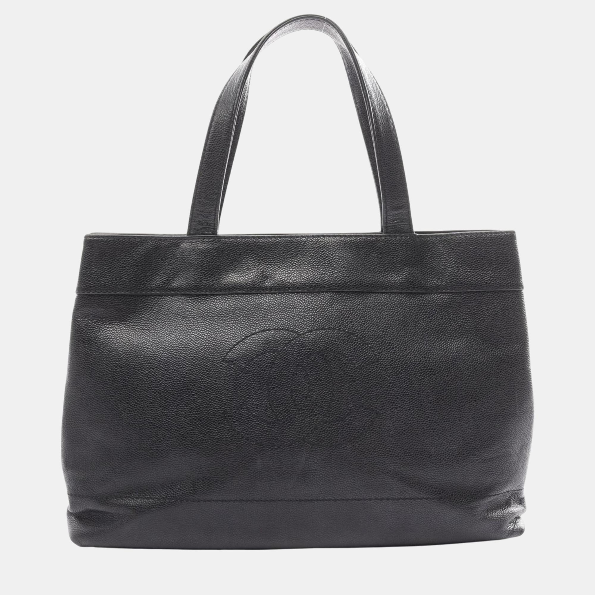 Chanel Black Caviar Skin (Grained Calf) Coco Mark Tote Bag