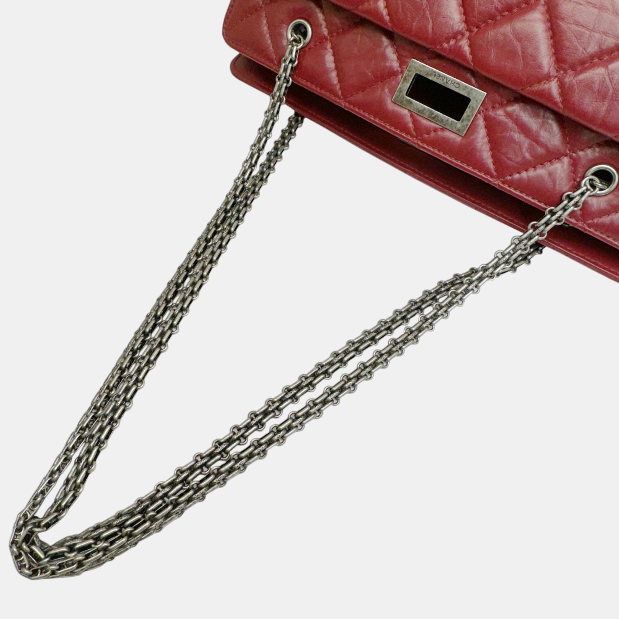 Chanel Red Leather Bordeaux Matelasse 2.55 Chain Tote Bag