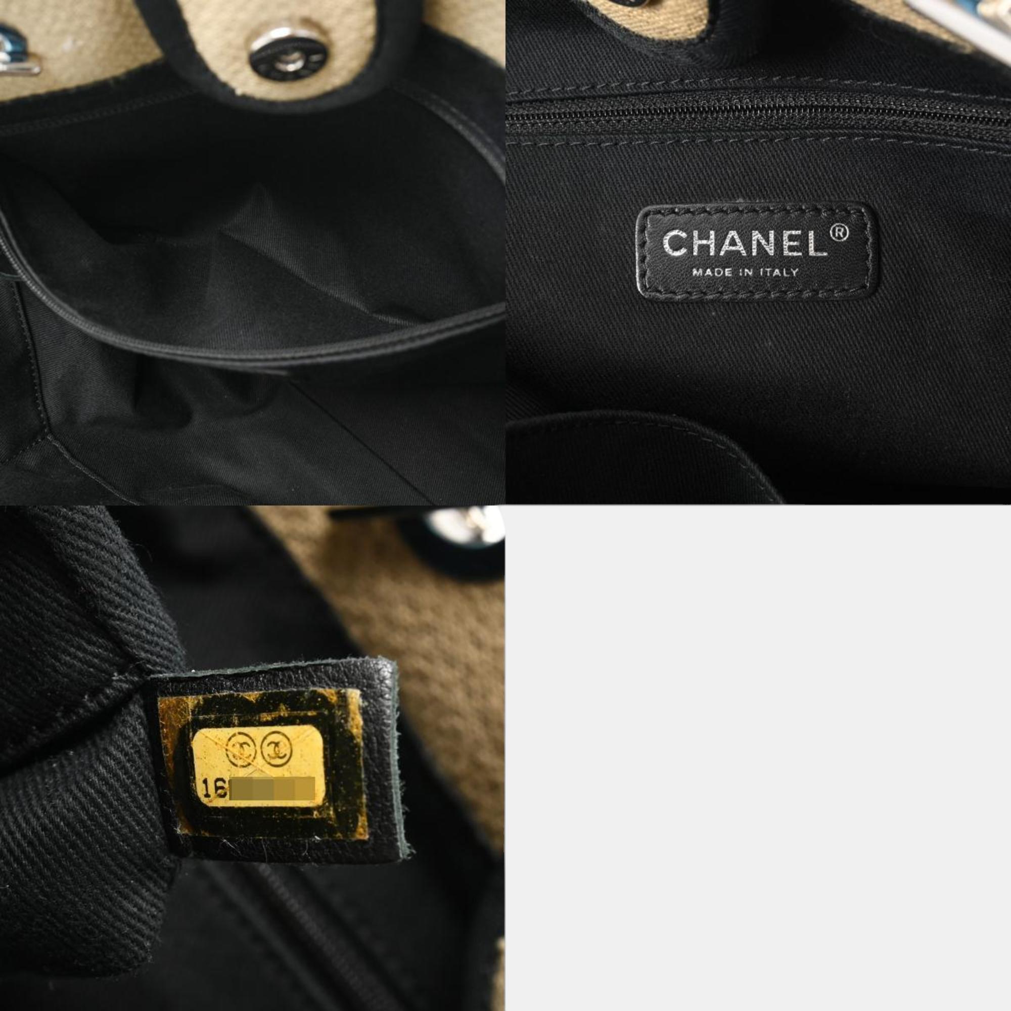 Chanel Beige/Black Canvas/Leather Deauville Chain Tote Bag