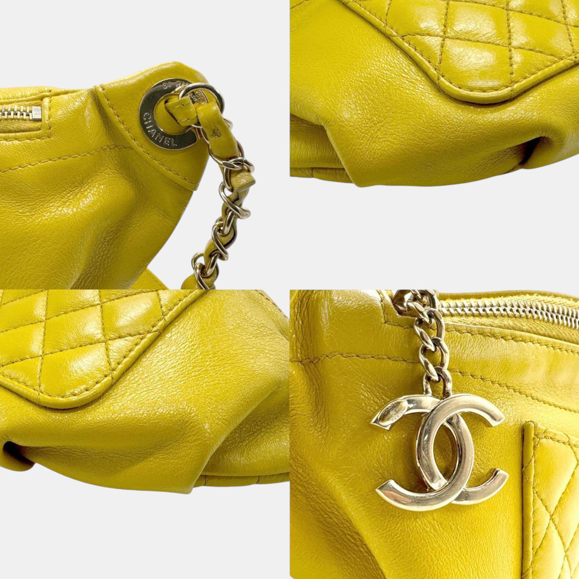 Chanel Yellow Gold Leather Matelasse Belt Body Bag