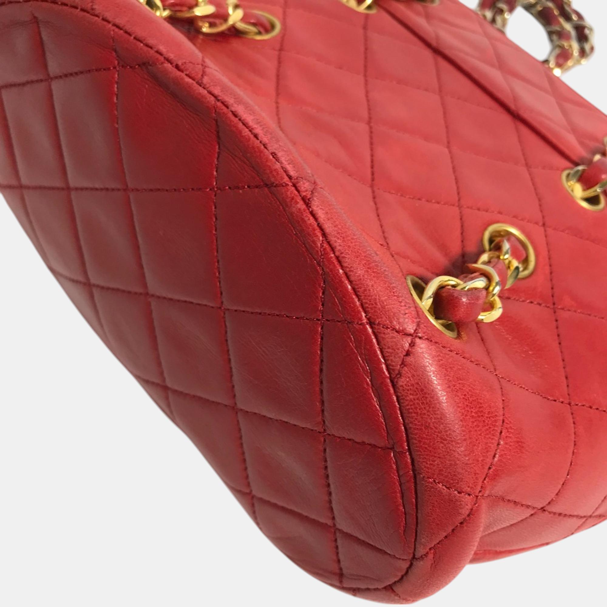 Chanel Red Gold Vintage Chain Shoulder Bag