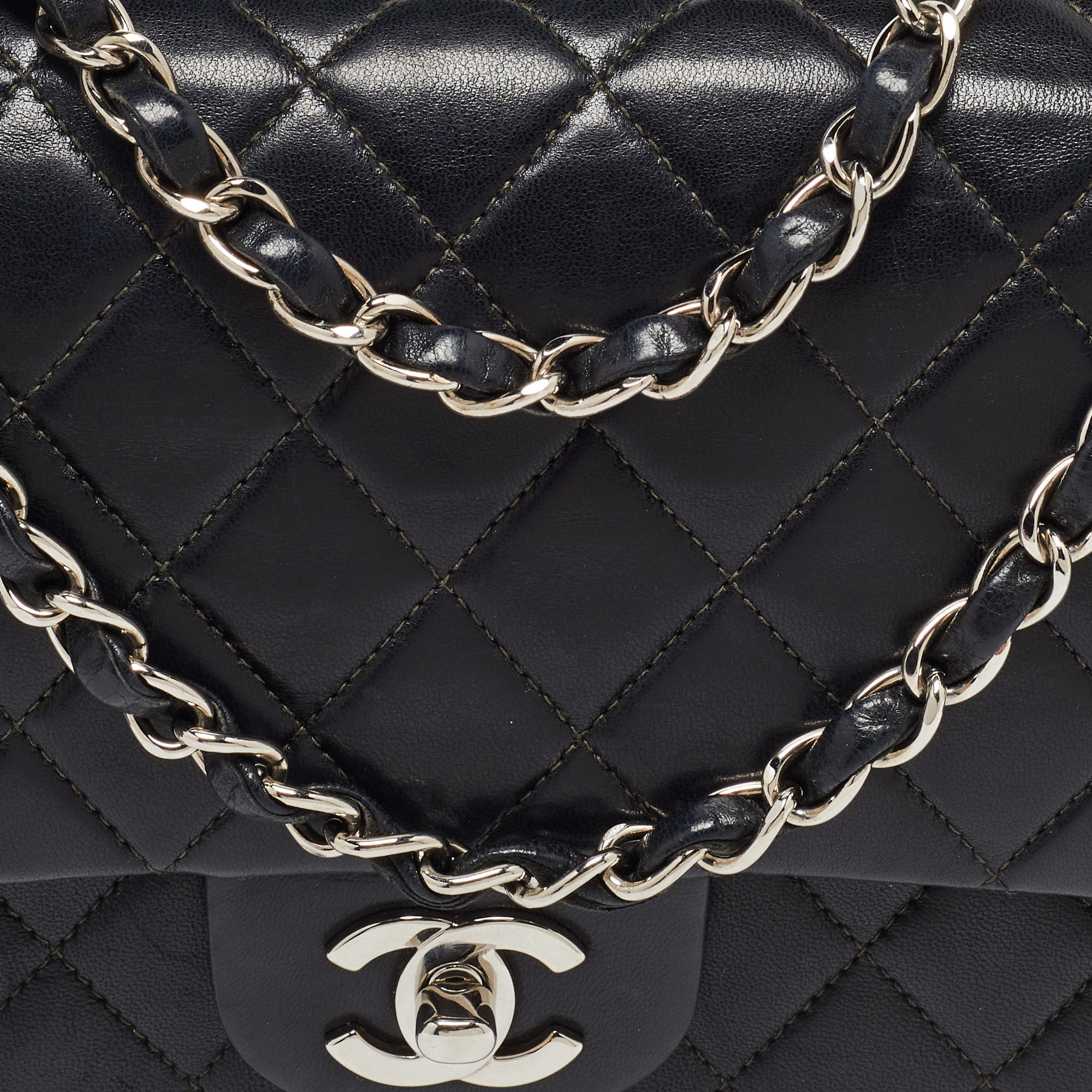 Chanel Black Quilted Leather Medium Classic Double Flap Bag