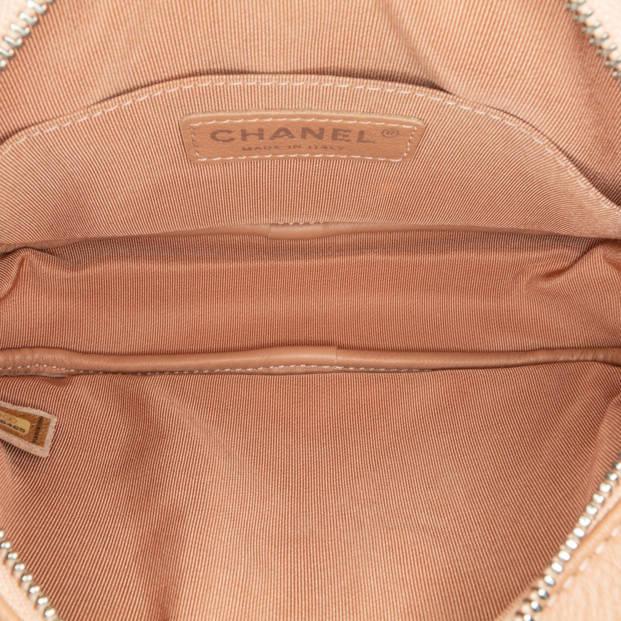 Chanel Brown Mini CC Diagonal Chevron Camera Case