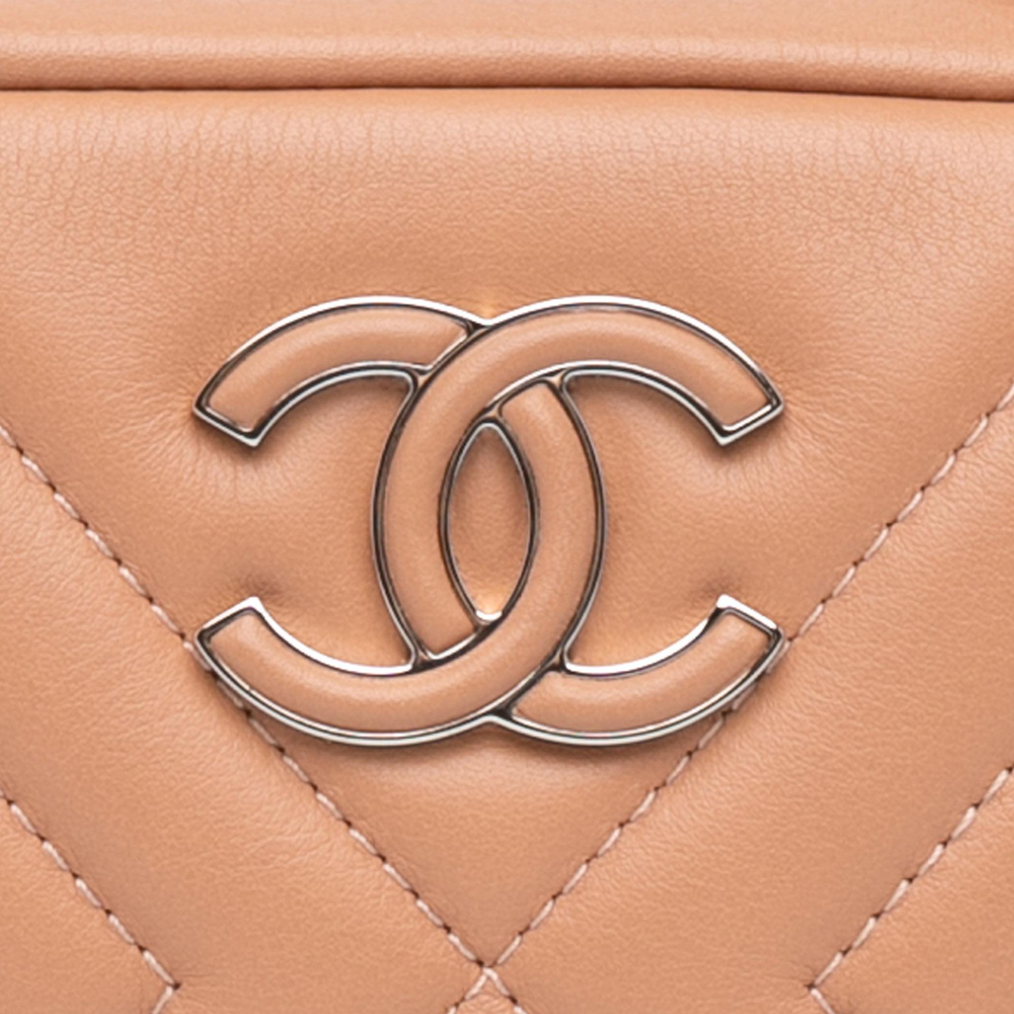 Chanel Brown Mini CC Diagonal Chevron Camera Case