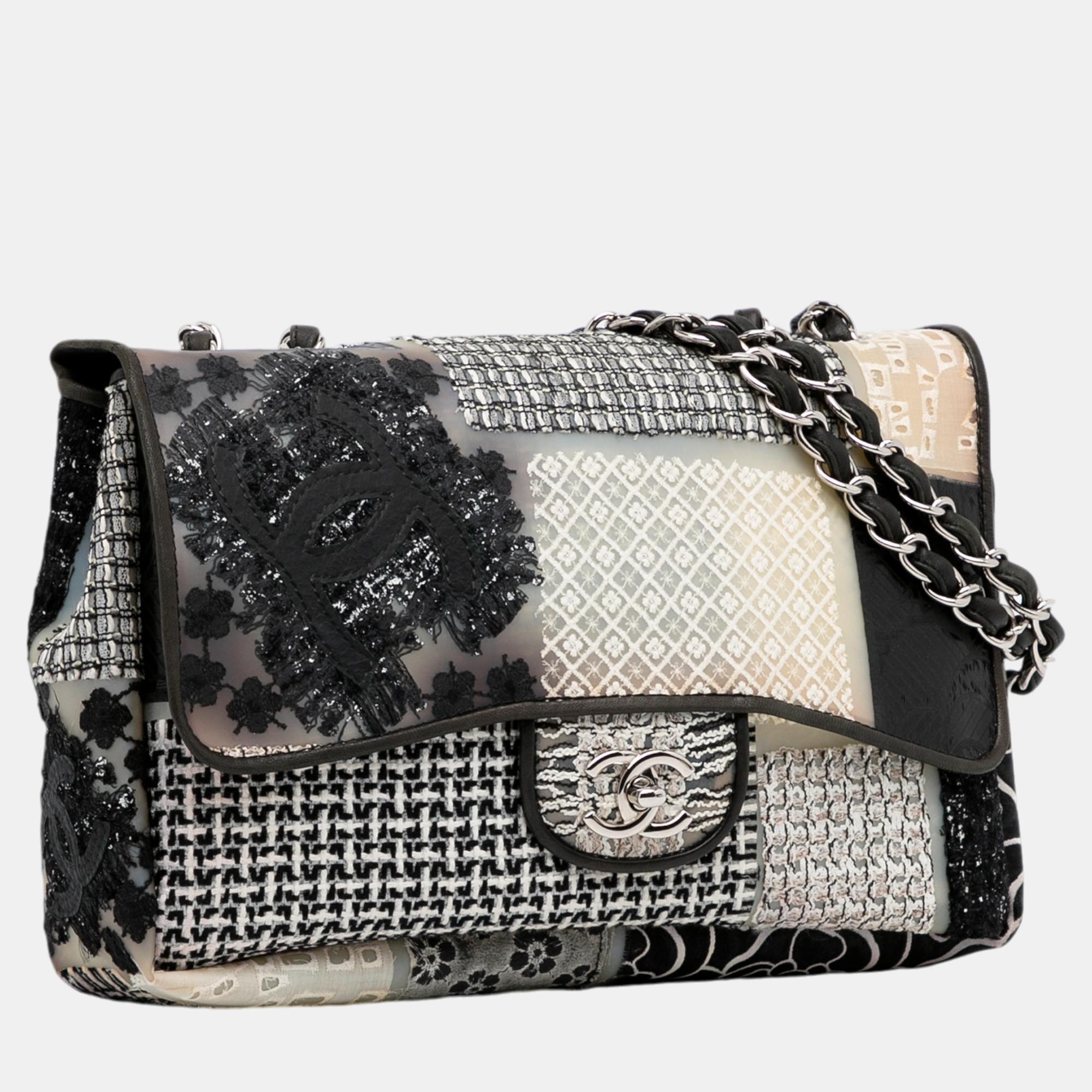 Chanel Black Jumbo CC Patchwork Classic Flap