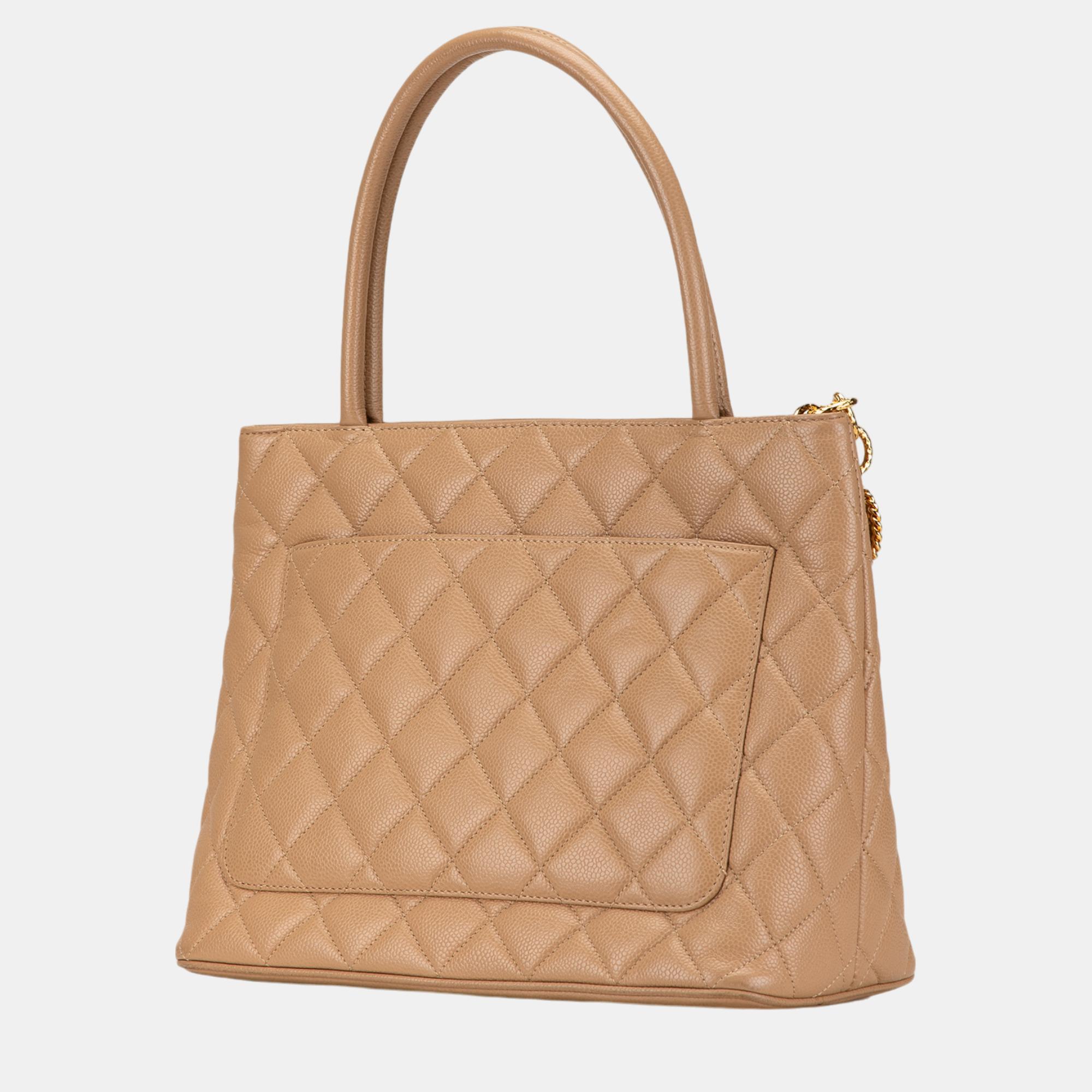 Chanel Brown Caviar Medallion Tote